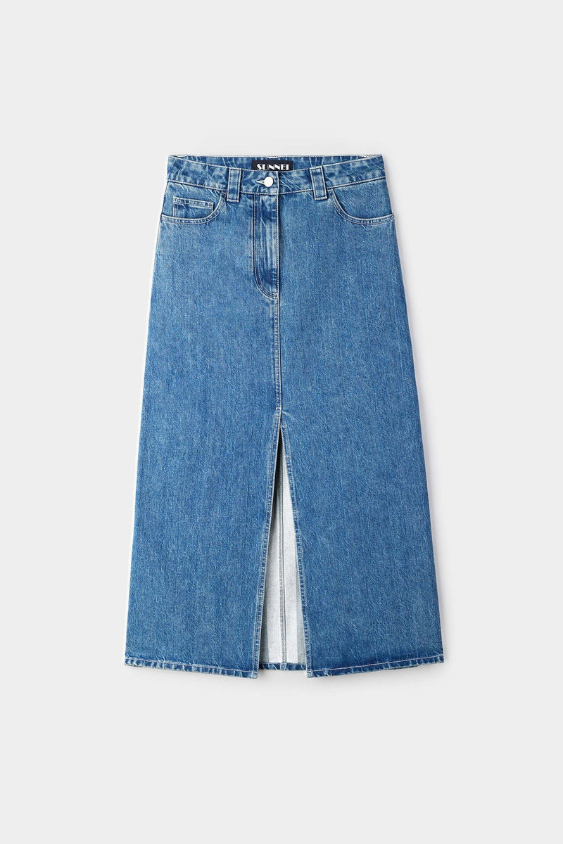 SUNNEI BELLIDENTRO LONG SPLIT SKIRT / light washed denim outlook