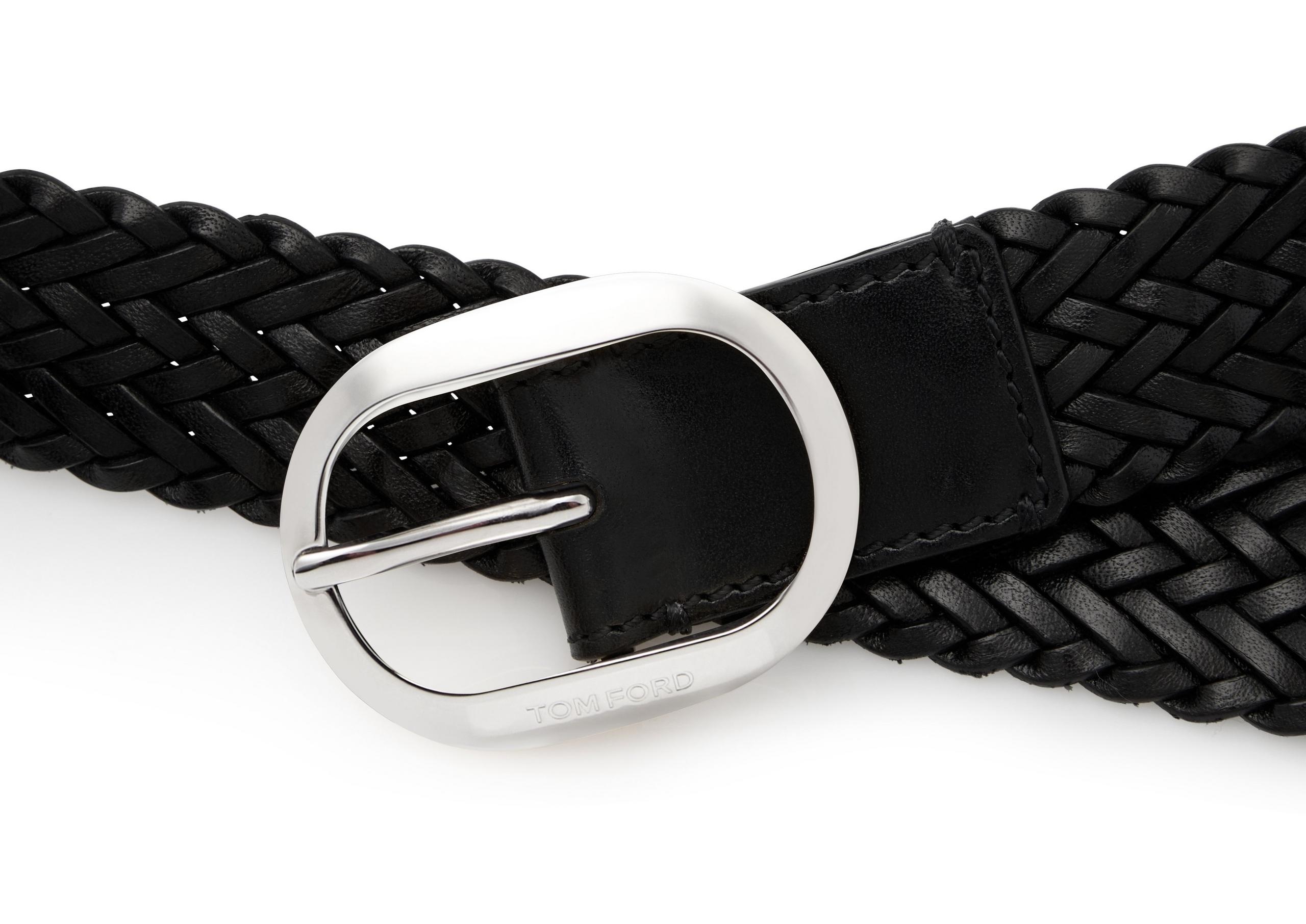 WOVEN LEATHER OVAL BELT - 3