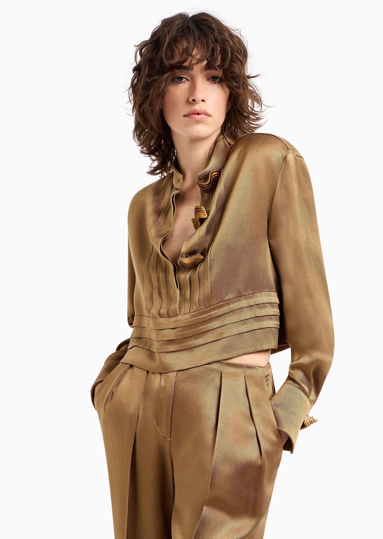 Two-dart ottoman silk trousers - 6
