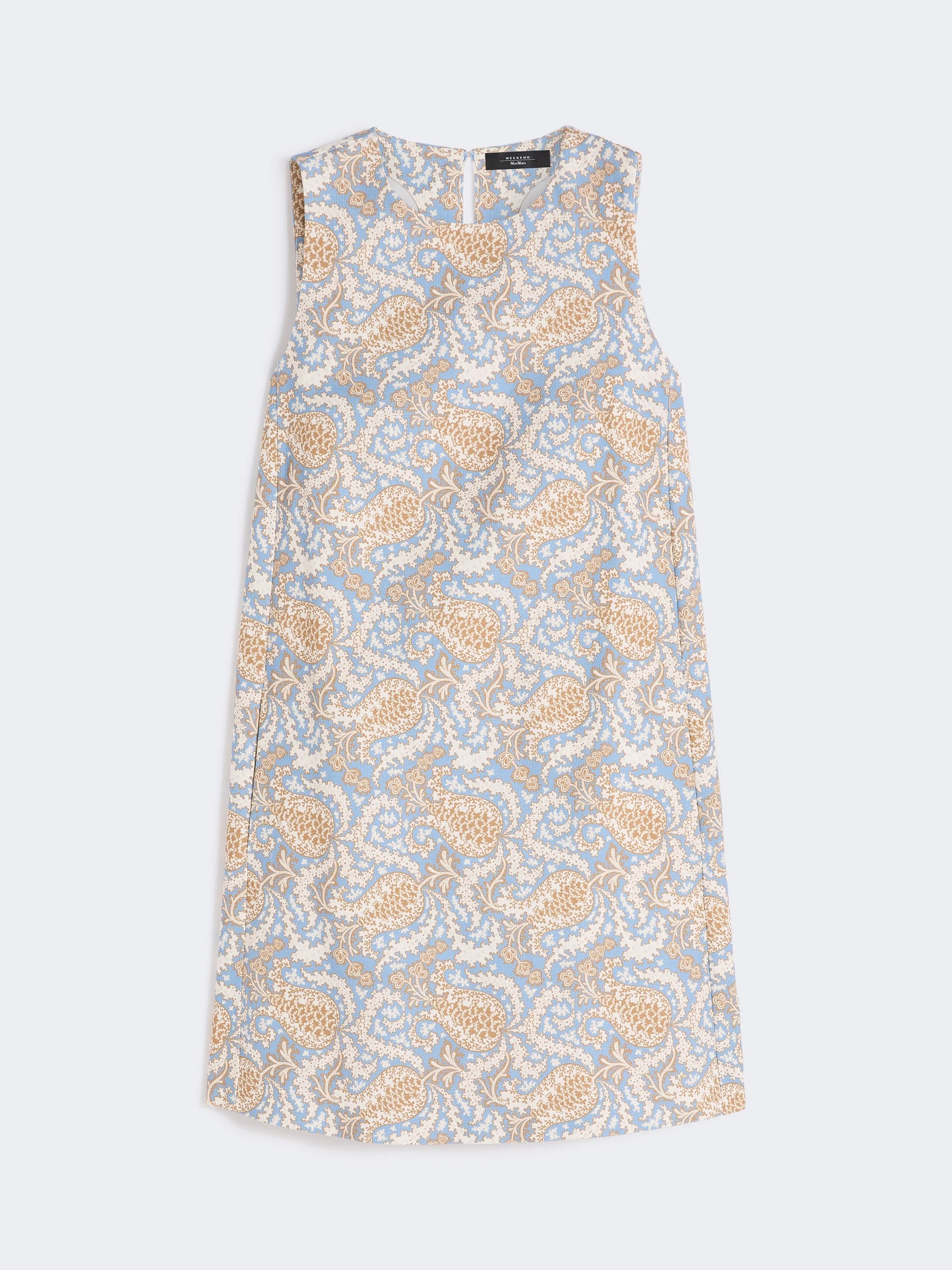 Printed cotton basketweave A-line dress - LIGHT BLUE - 1