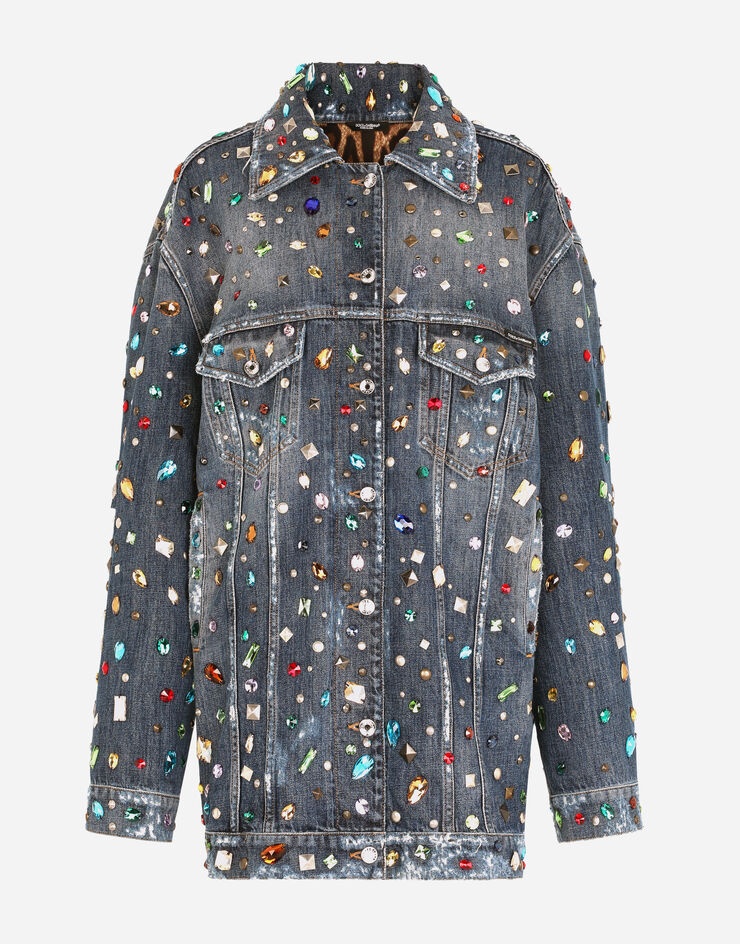 Denim jacket with rhinestone details - 3