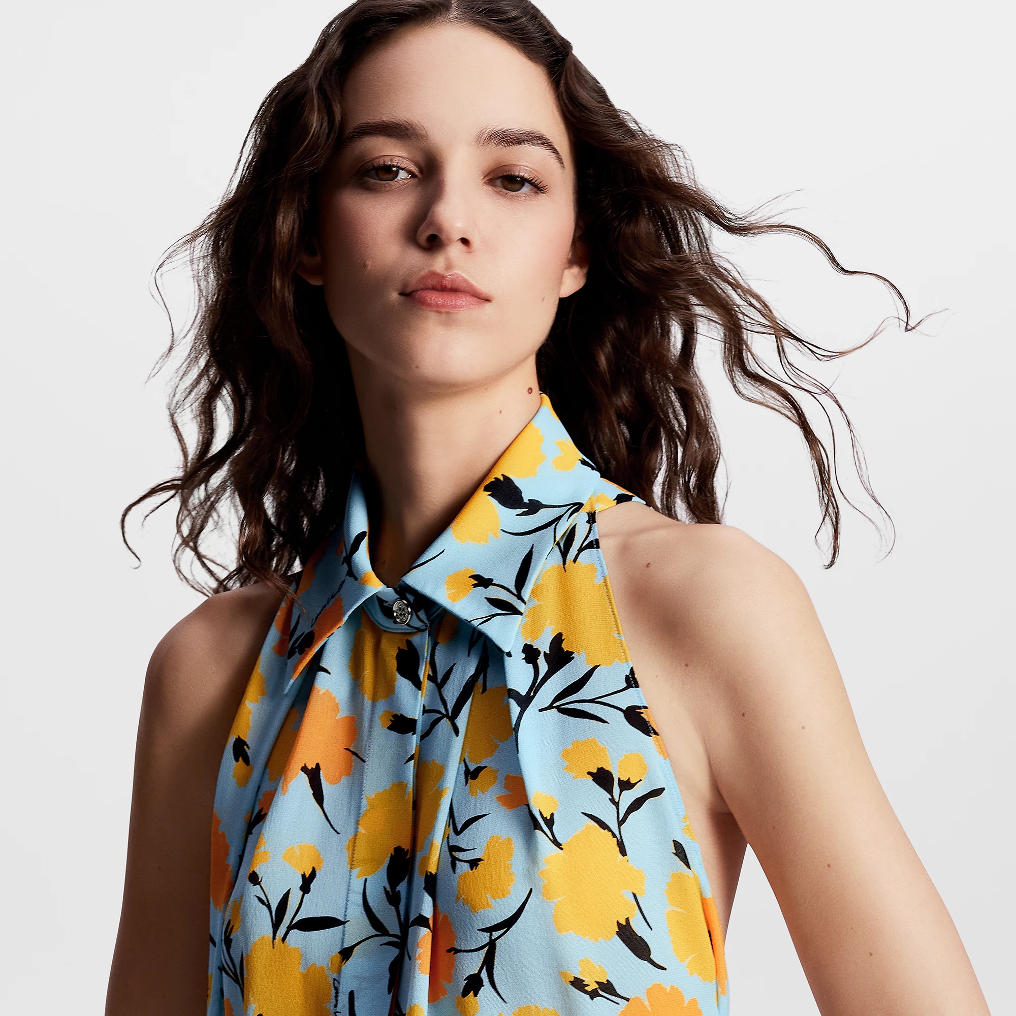 Carnation Print Tailored Halter Top - 2