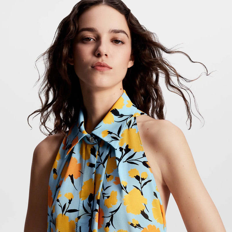 Carnation Print Tailored Halter Top 2