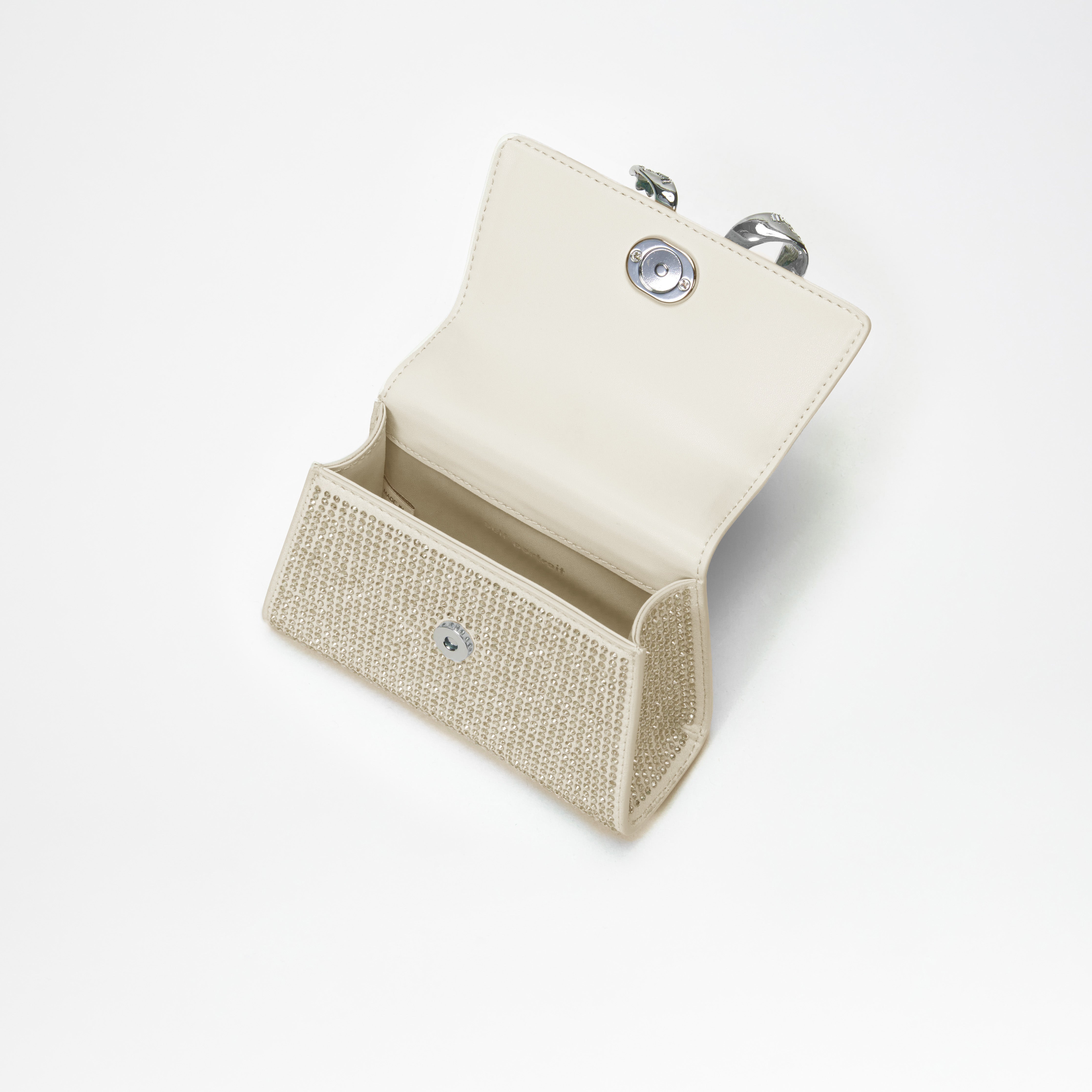 Cream Rhinestone Bow Micro Bag - 5