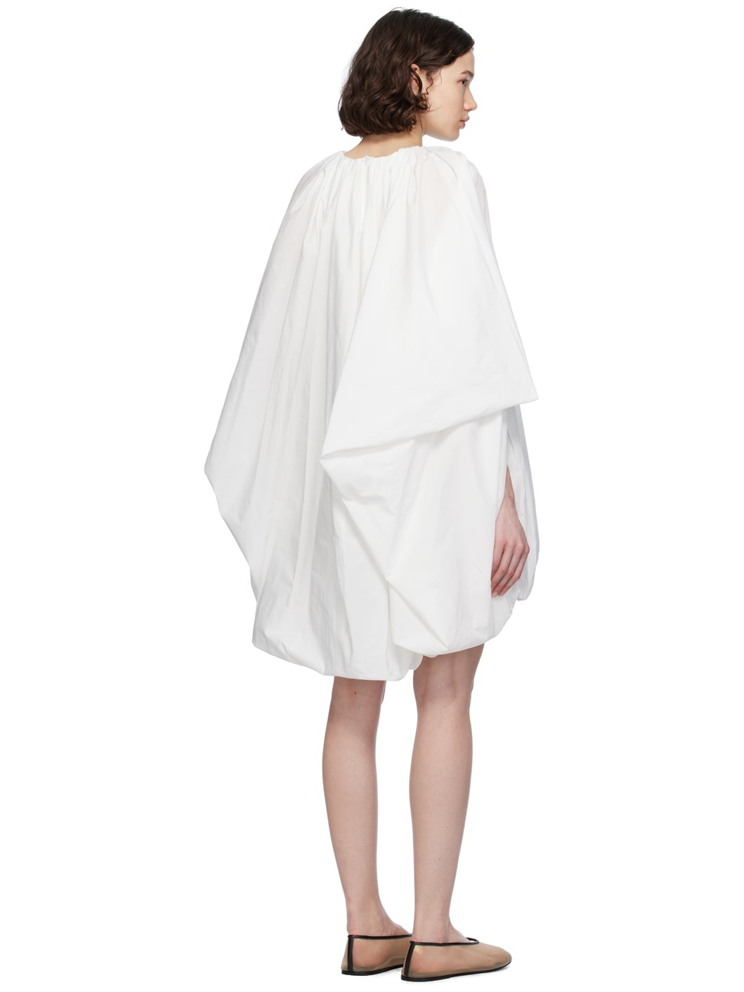 White Sleeveless Cape Minidress - 3