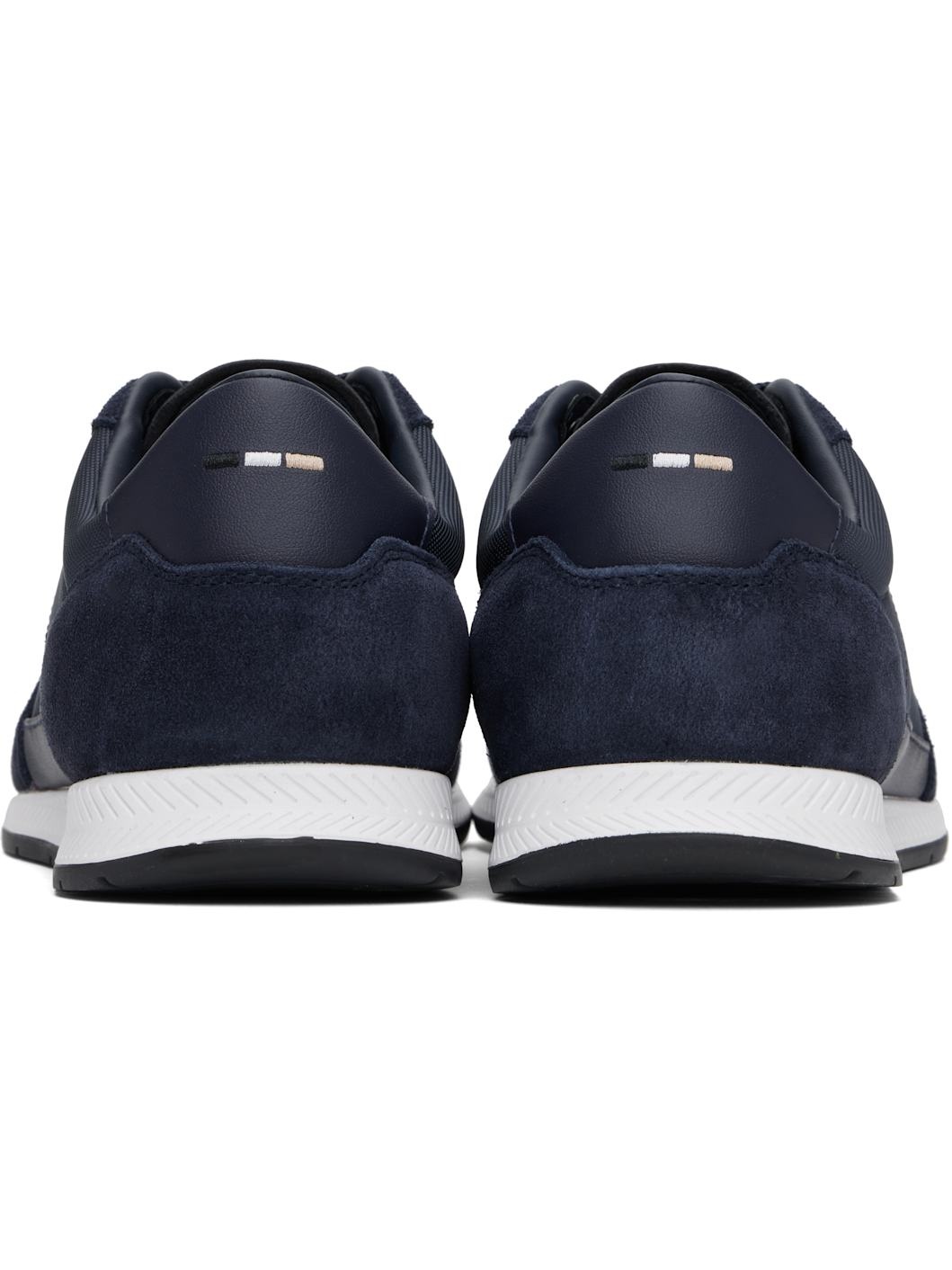 Navy Mixed-Material Lace-Up Sneakers - 2
