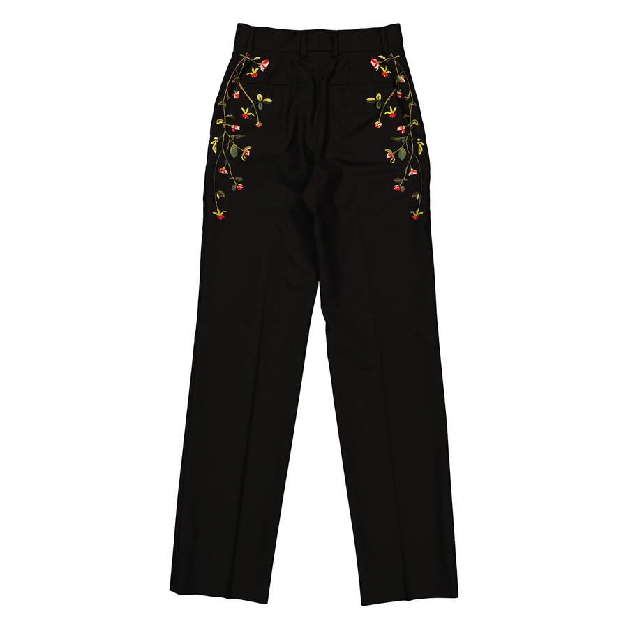 Burberry Kiana Floral Embroidered Wool-Blend Pants - 2