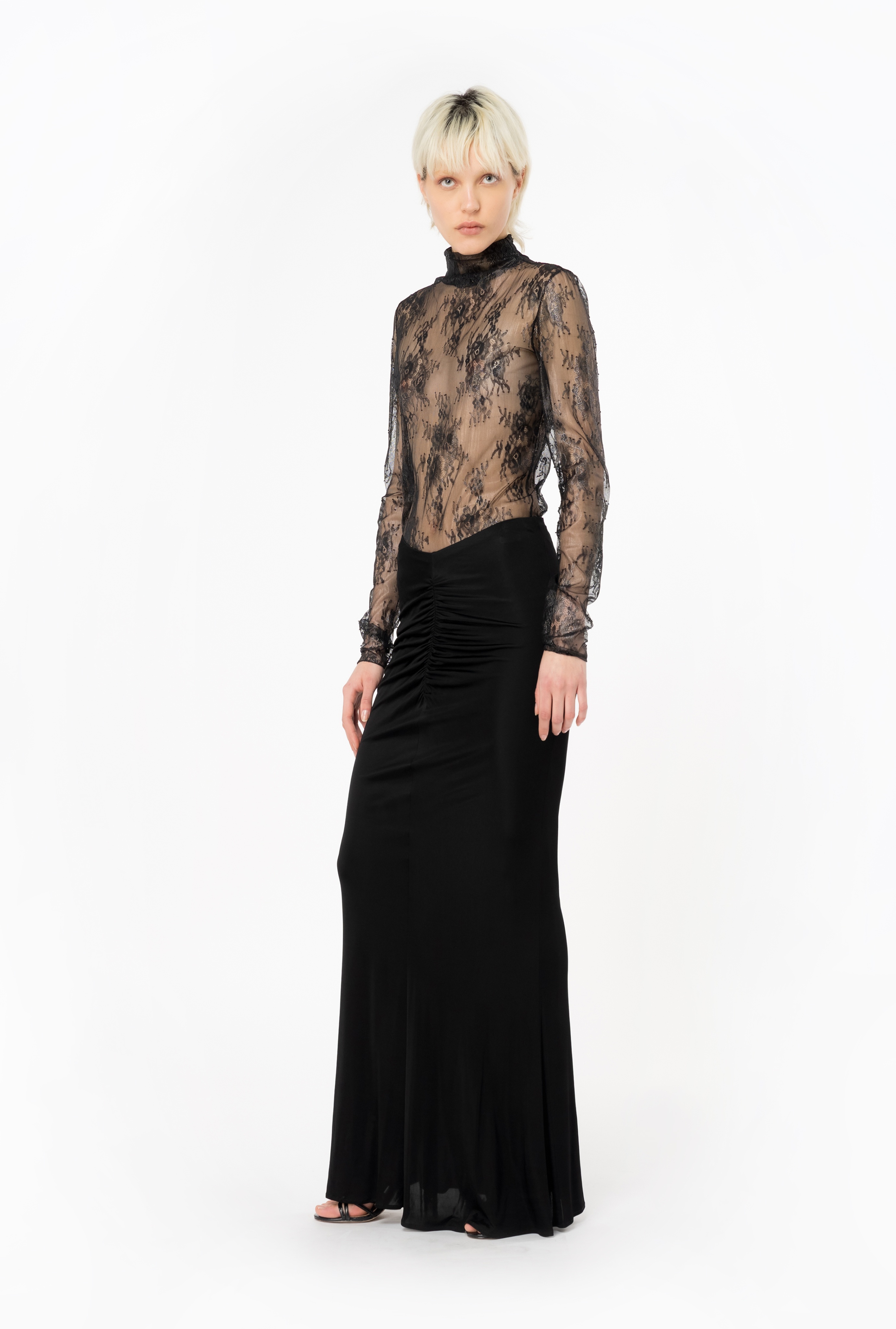 LONG GLOSSY JERSEY SKIRT - 2