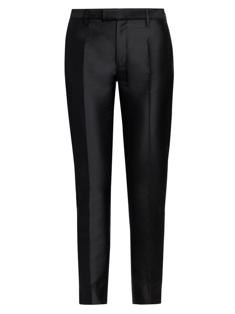 Women's Satin Tapered Crop Trousers - Black 1