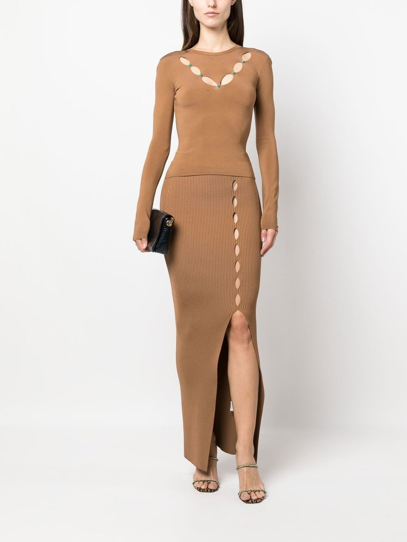 Roberto Cavalli cut-out stone-embellished top outlook