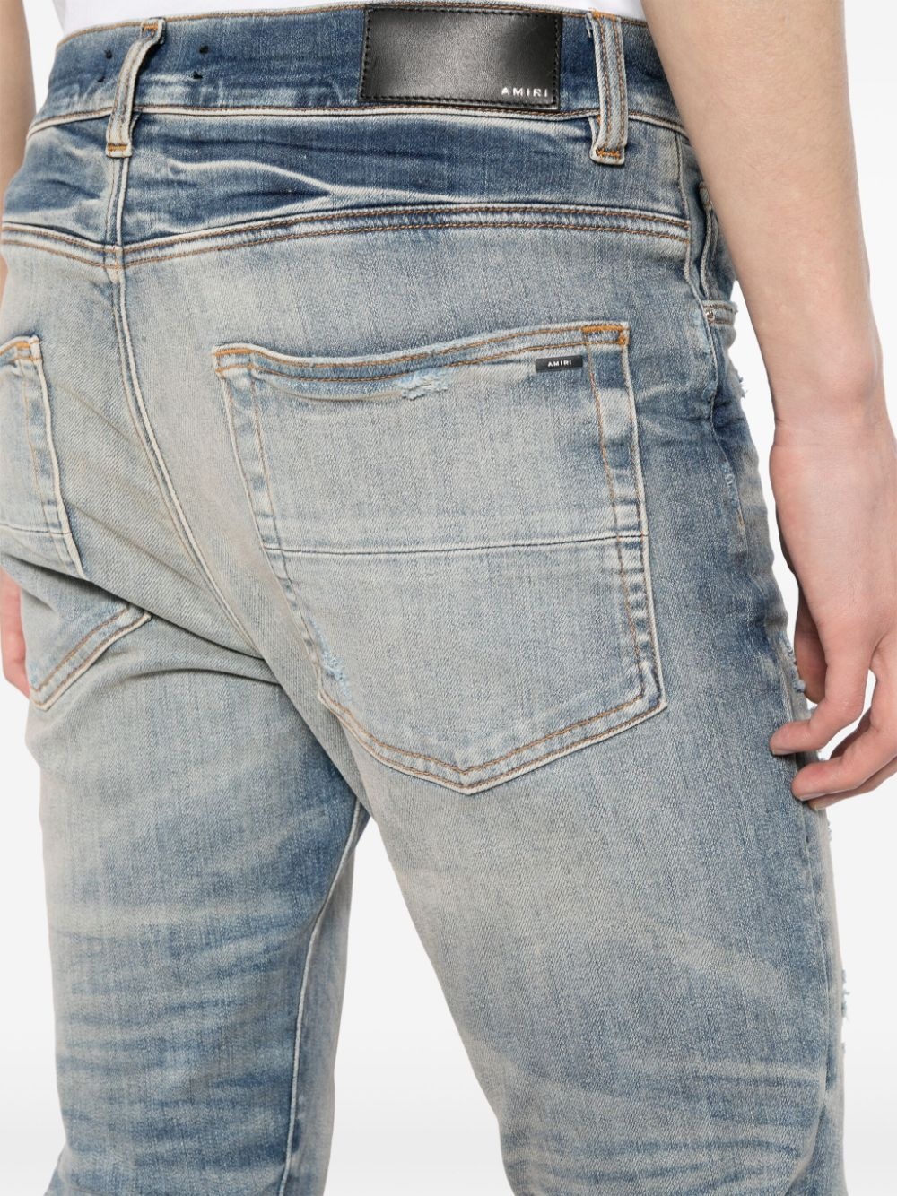 distressed slim-cut jeans - 5