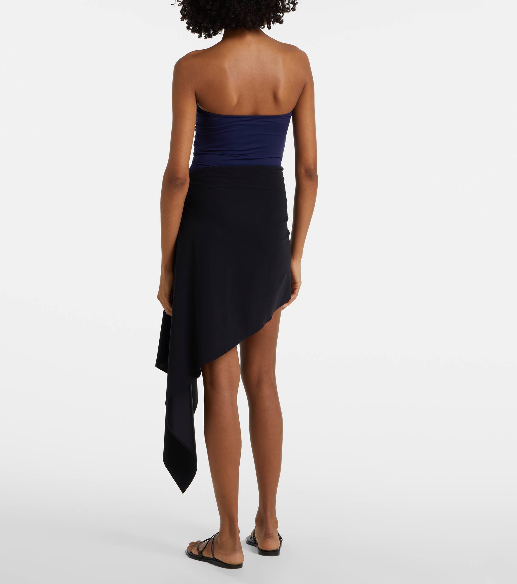 Floral-appliqué draped beach cover-up - 3