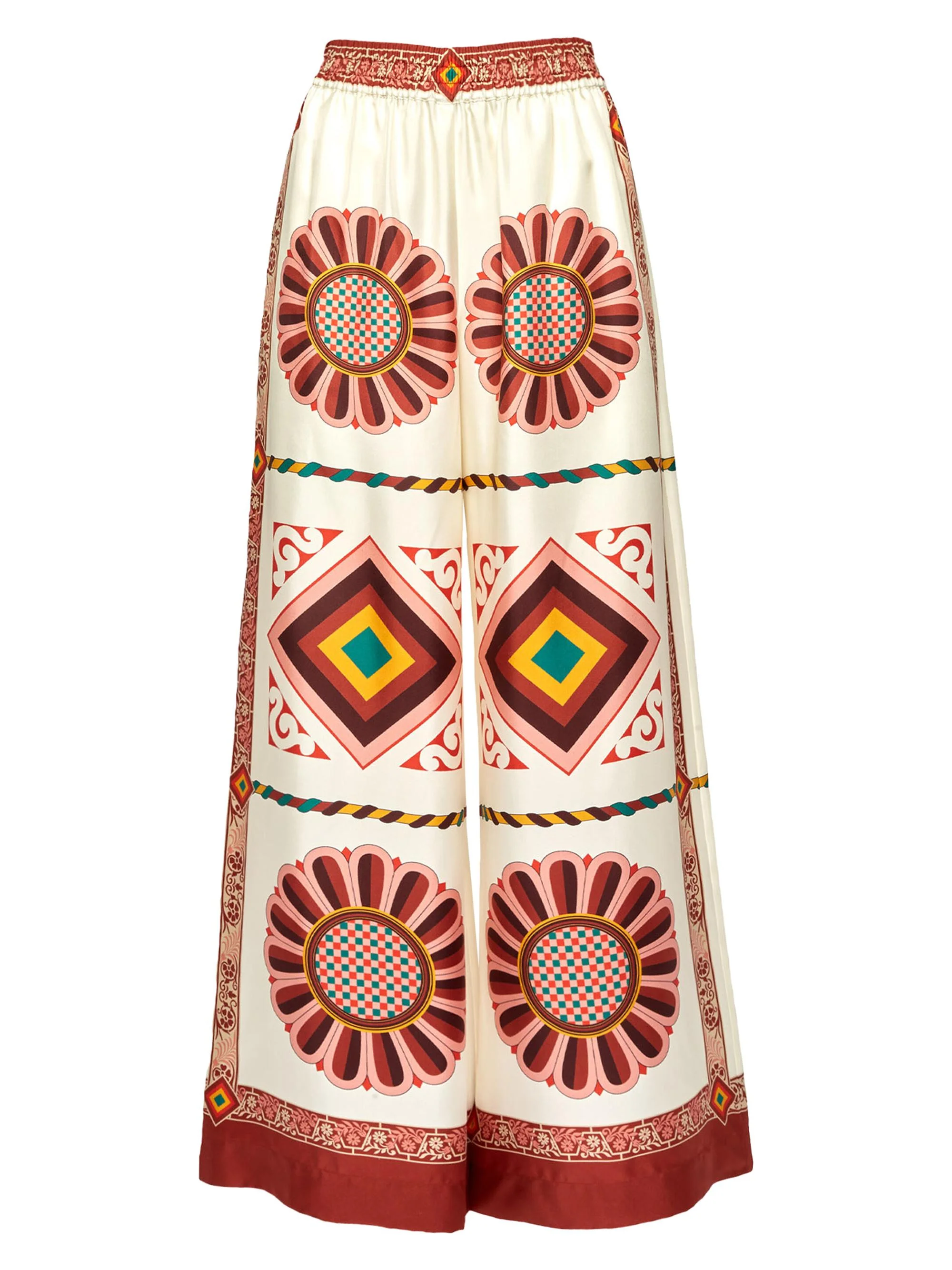 Women's Palazzo Pants - Macro Tiles Place White - 1