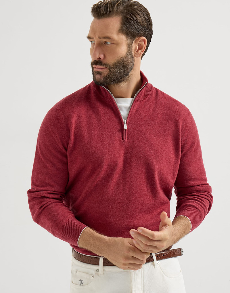 Cashmere sweater with half zip 5