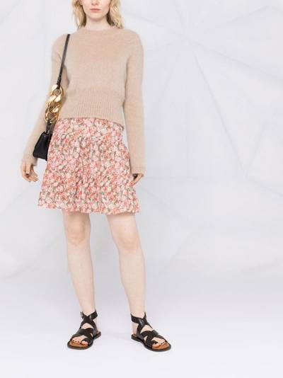See by Chloé floral-print tiered silk skirt outlook