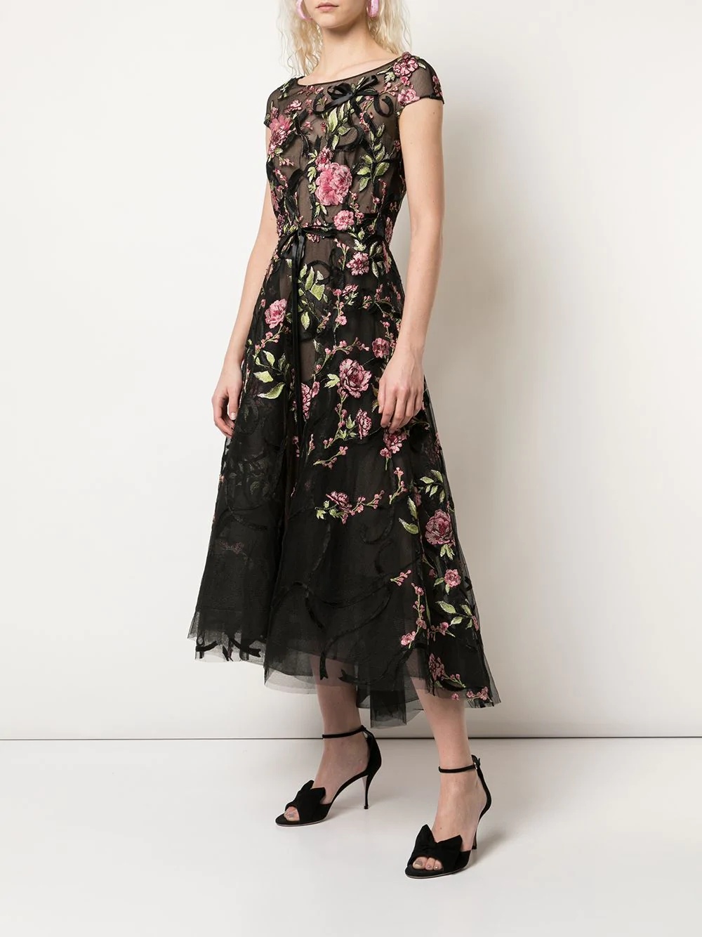 floral embroidered midi dress - 3