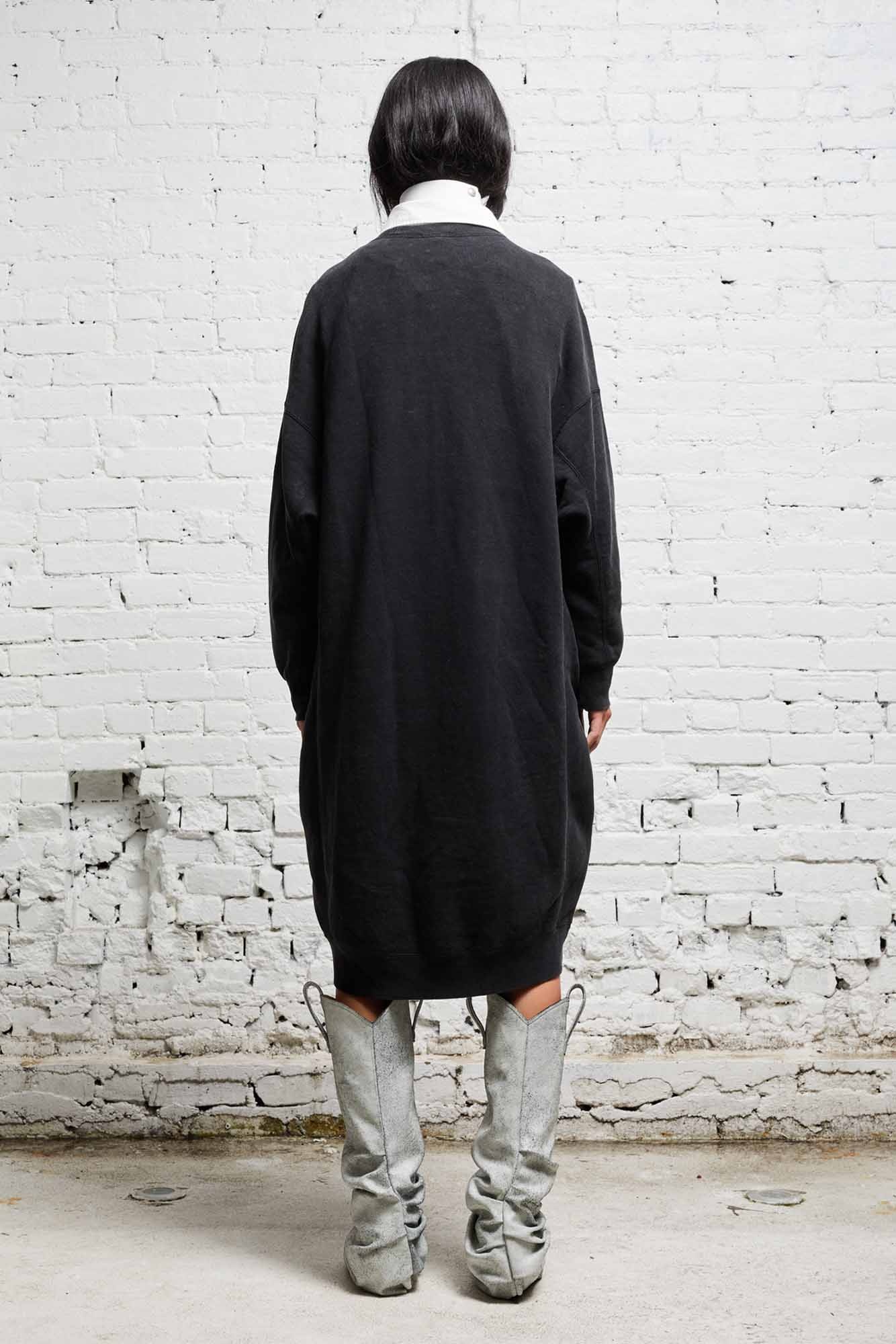 GRUNGE SWEATSHIRT DRESS - ACID BLACK - 5