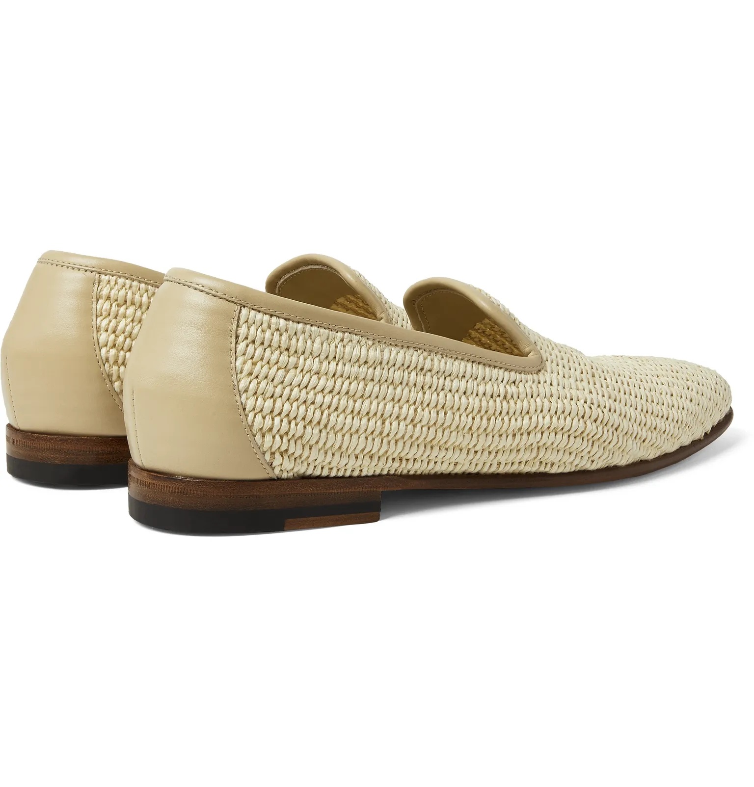 Mario Leather-Trimmed Raffia Loafers - 5