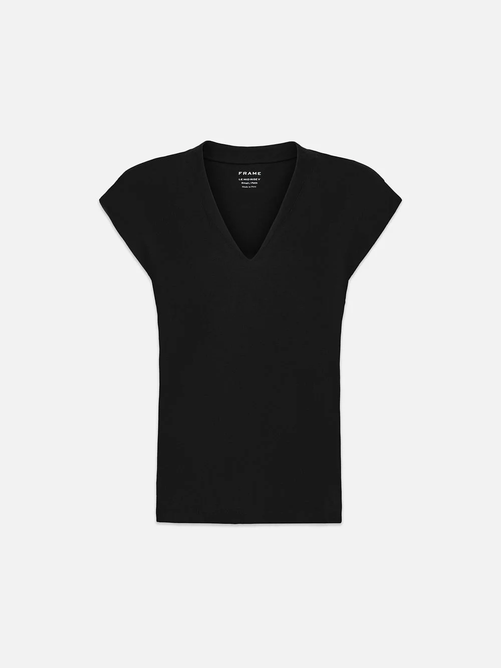 Le Mid Rise V Neck Tee in Noir - 1
