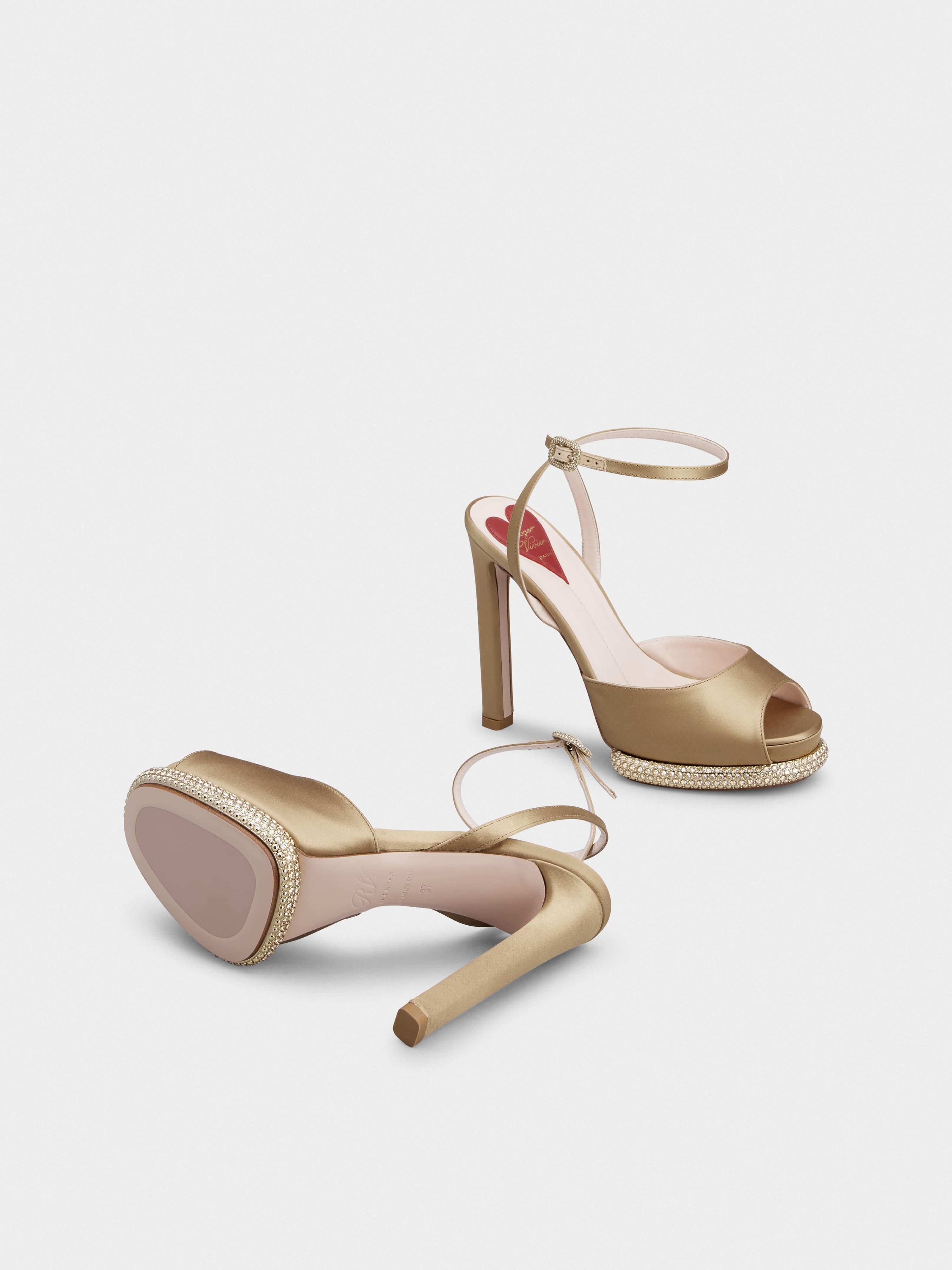 Viv' Choc Platform Sandals in satin - 6