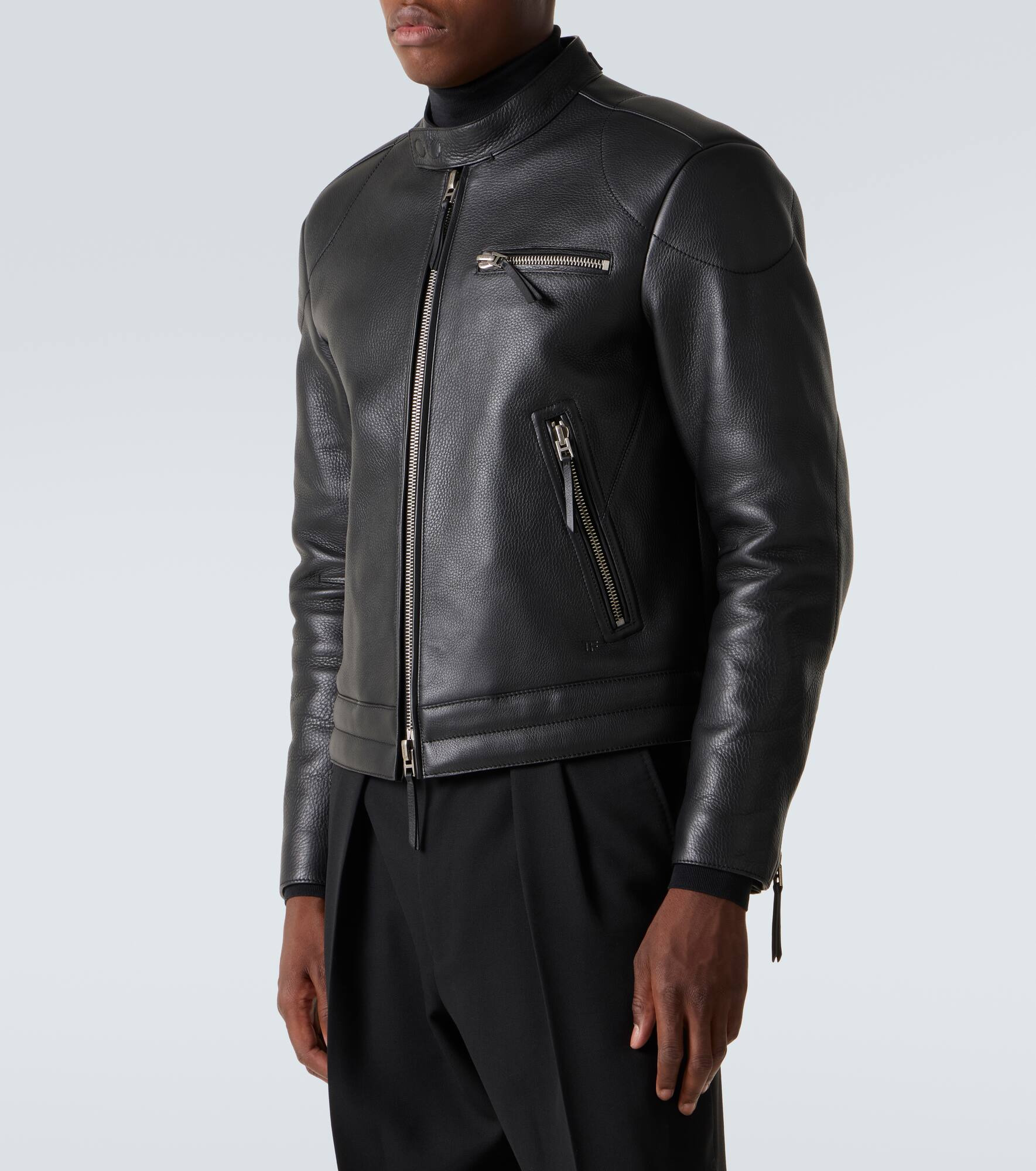 Leather biker jacket - 3