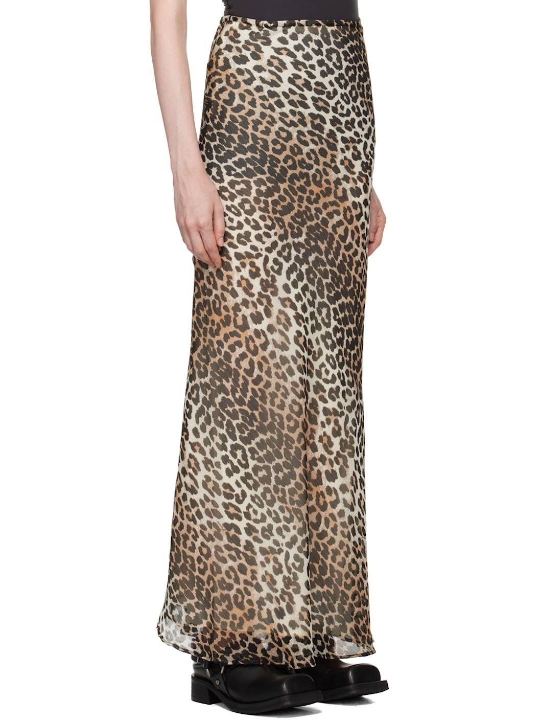 Brown Leopard Print Maxi Skirt - 2