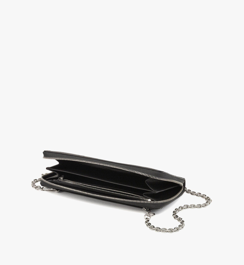 MCM Aren Chain Zip Around Wallet in Embossed Monogram Leather outlook