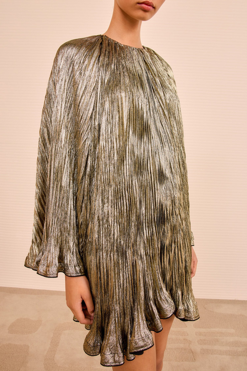 ULLA JOHNSON Claire Pleated Long Sleeve Mini Dress outlook