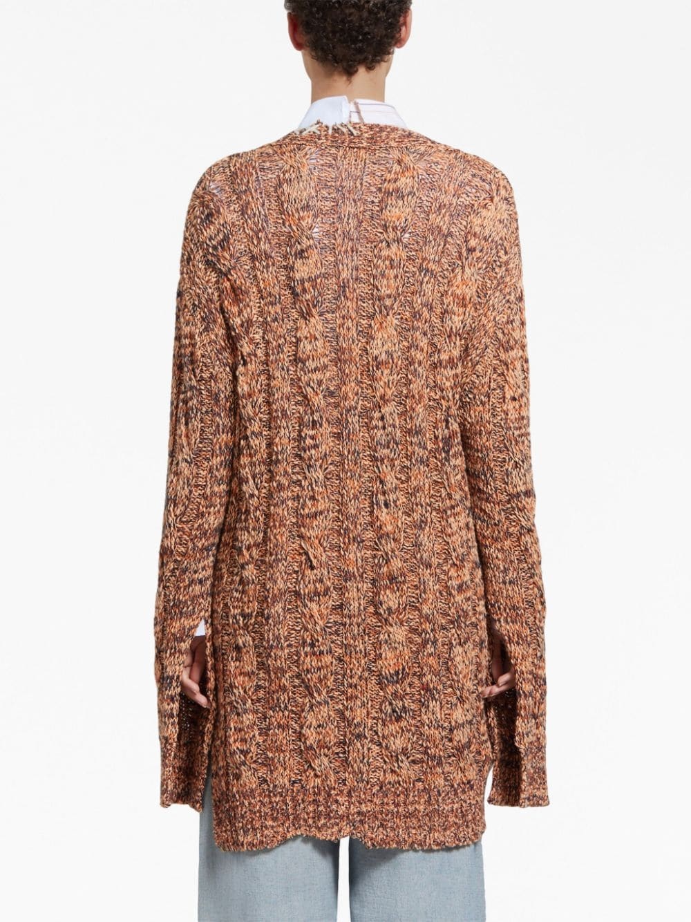 decorative-stitch chunky cable-knit cardigan - 4