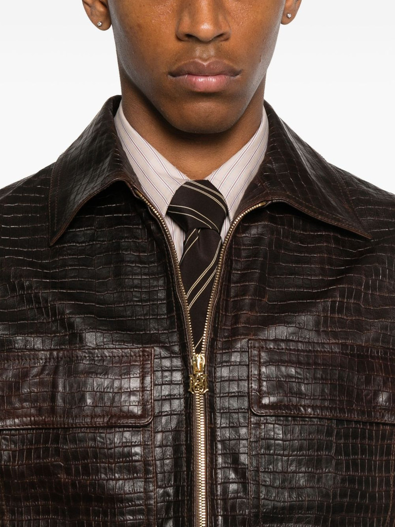 embossed-leather zip-front jacket 5