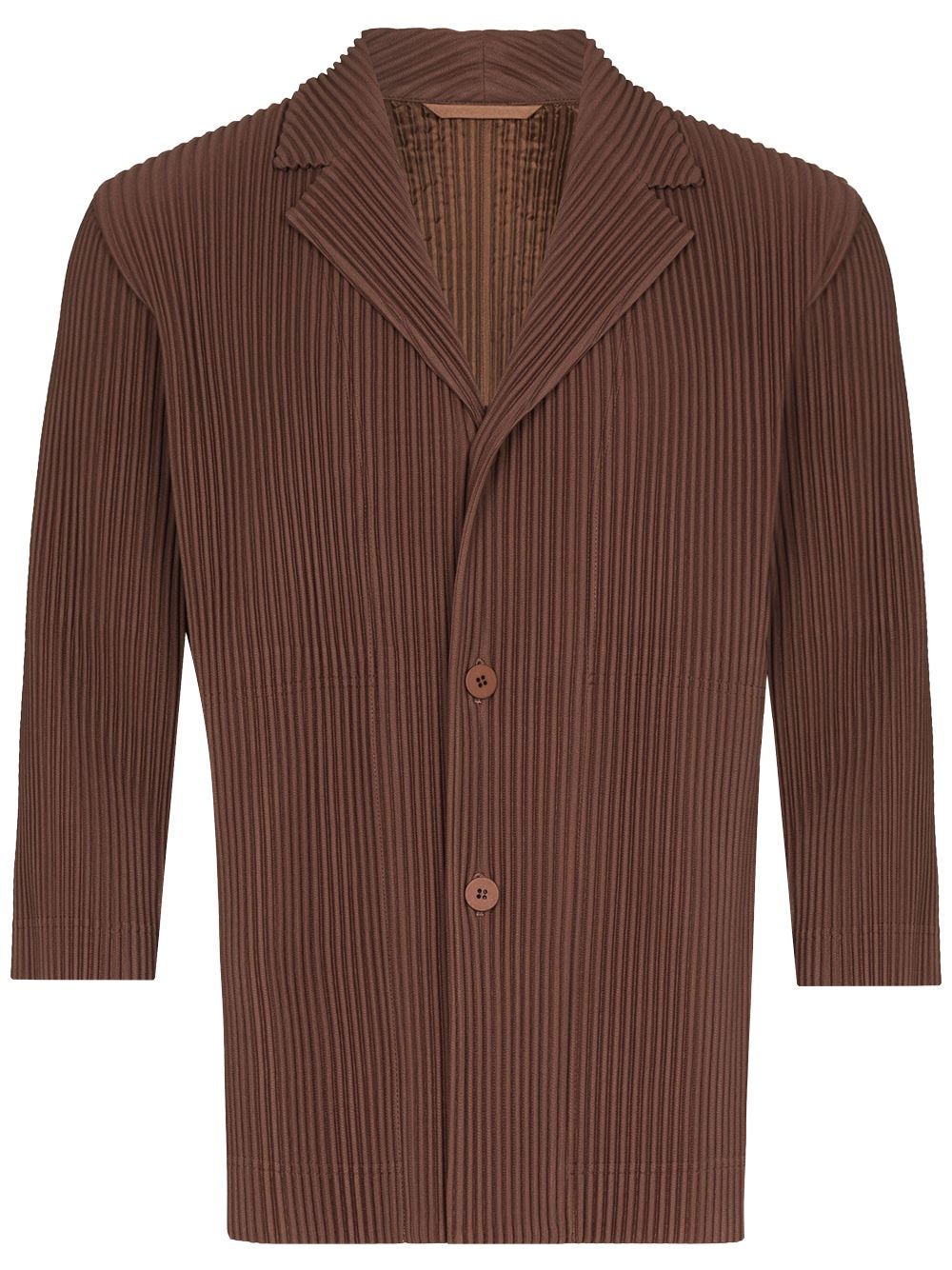 plissé-effect single-breasted blazer - 1