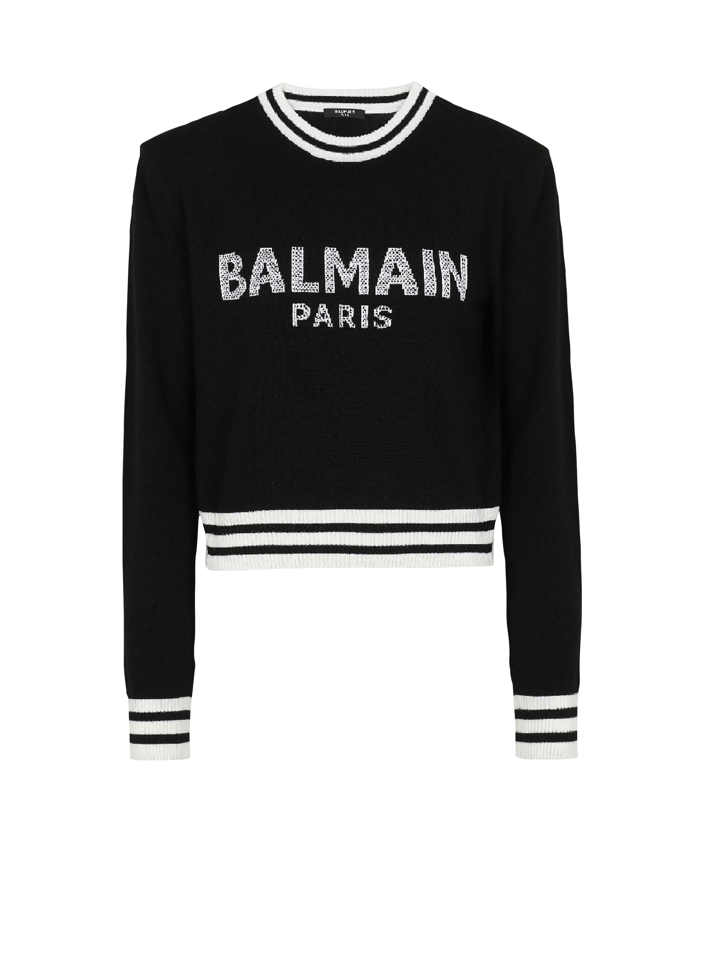 Cropped wool sweatshirt with Balmain logo - 1