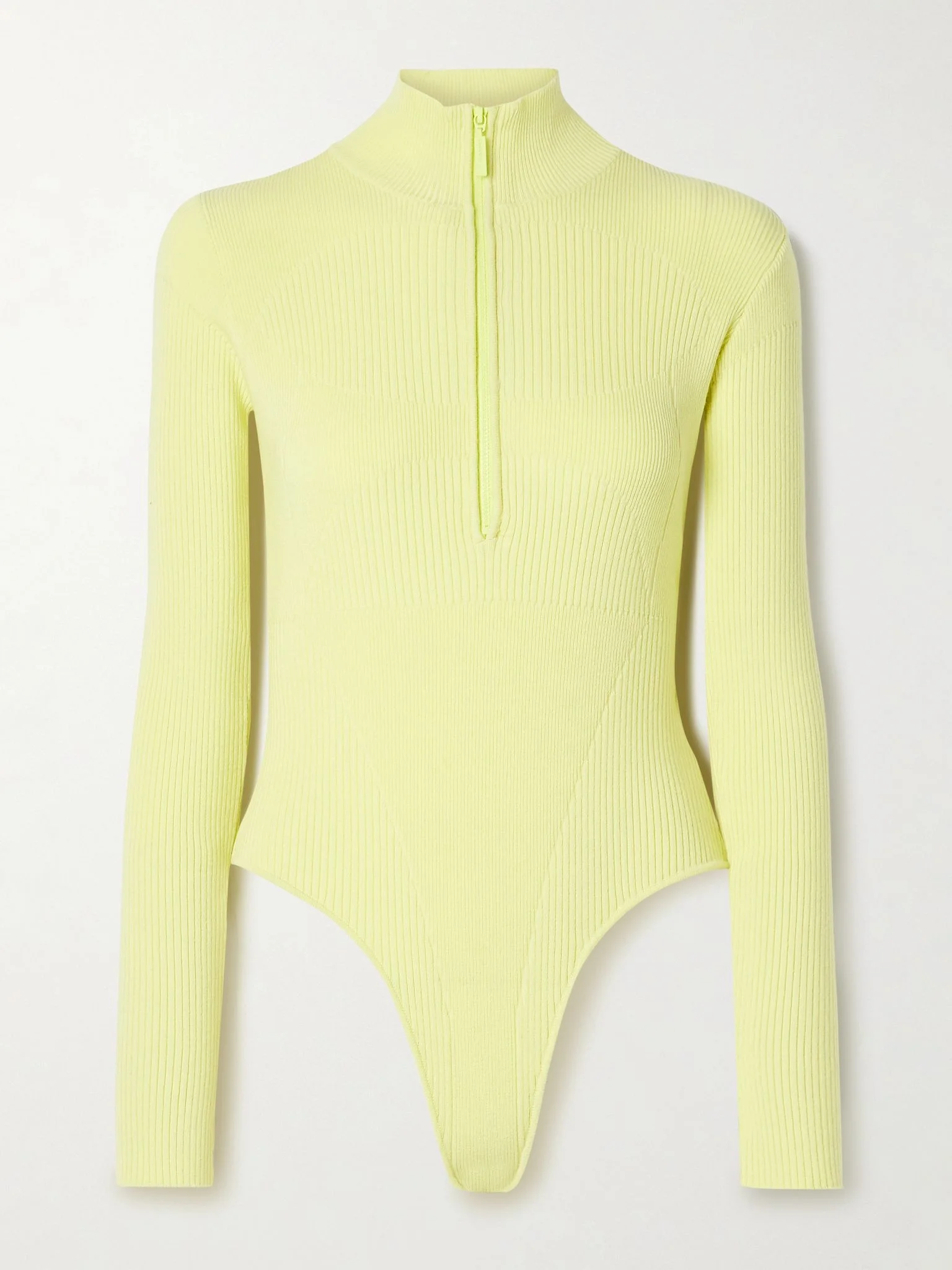 Butte ribbed merino wool-blend turtleneck bodysuit Yellow - 1