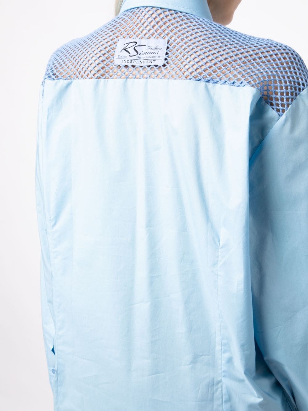 mesh-panel cotton-poplin shirt - 5