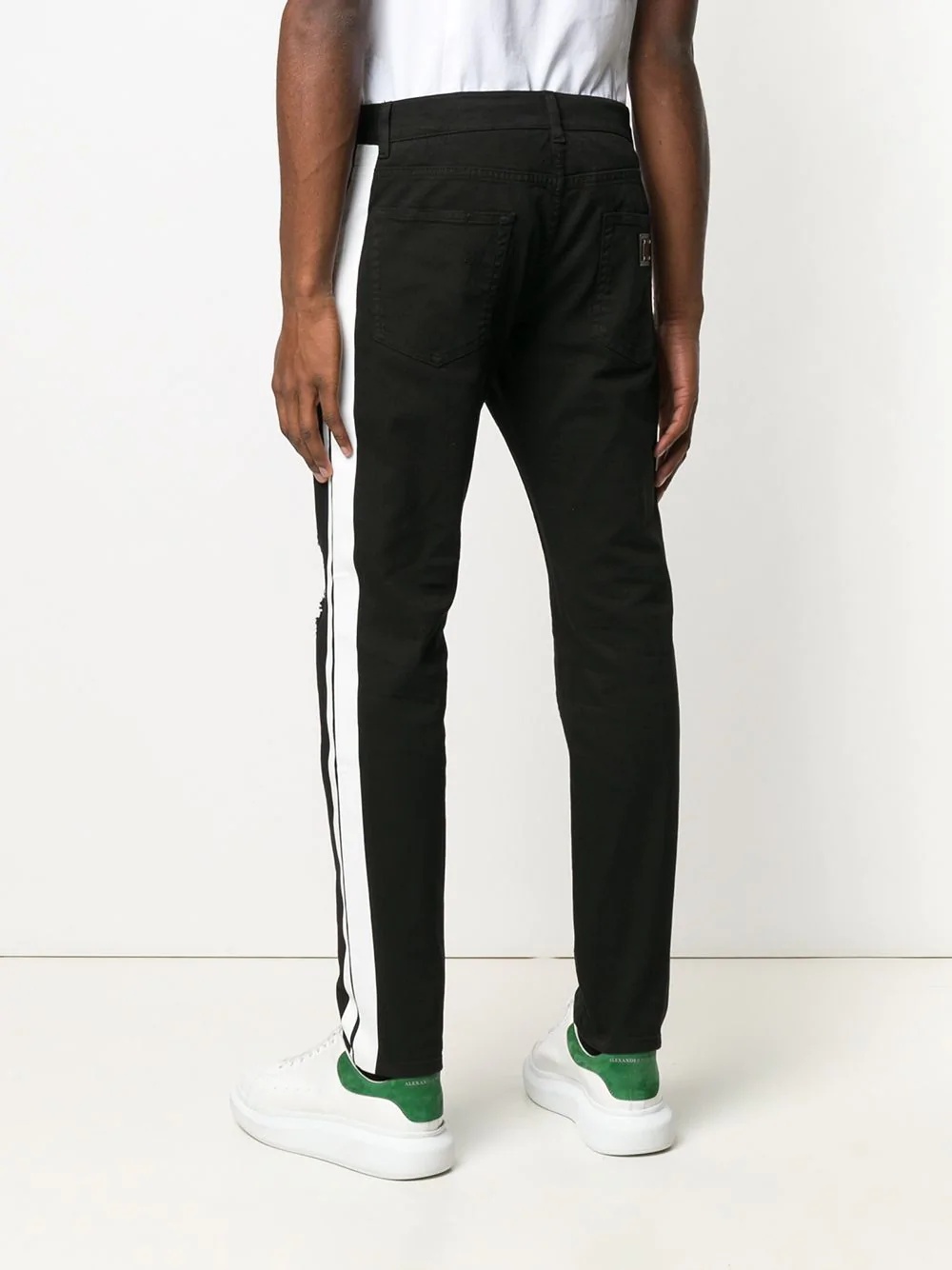 contrasting side stripes jeans - 4