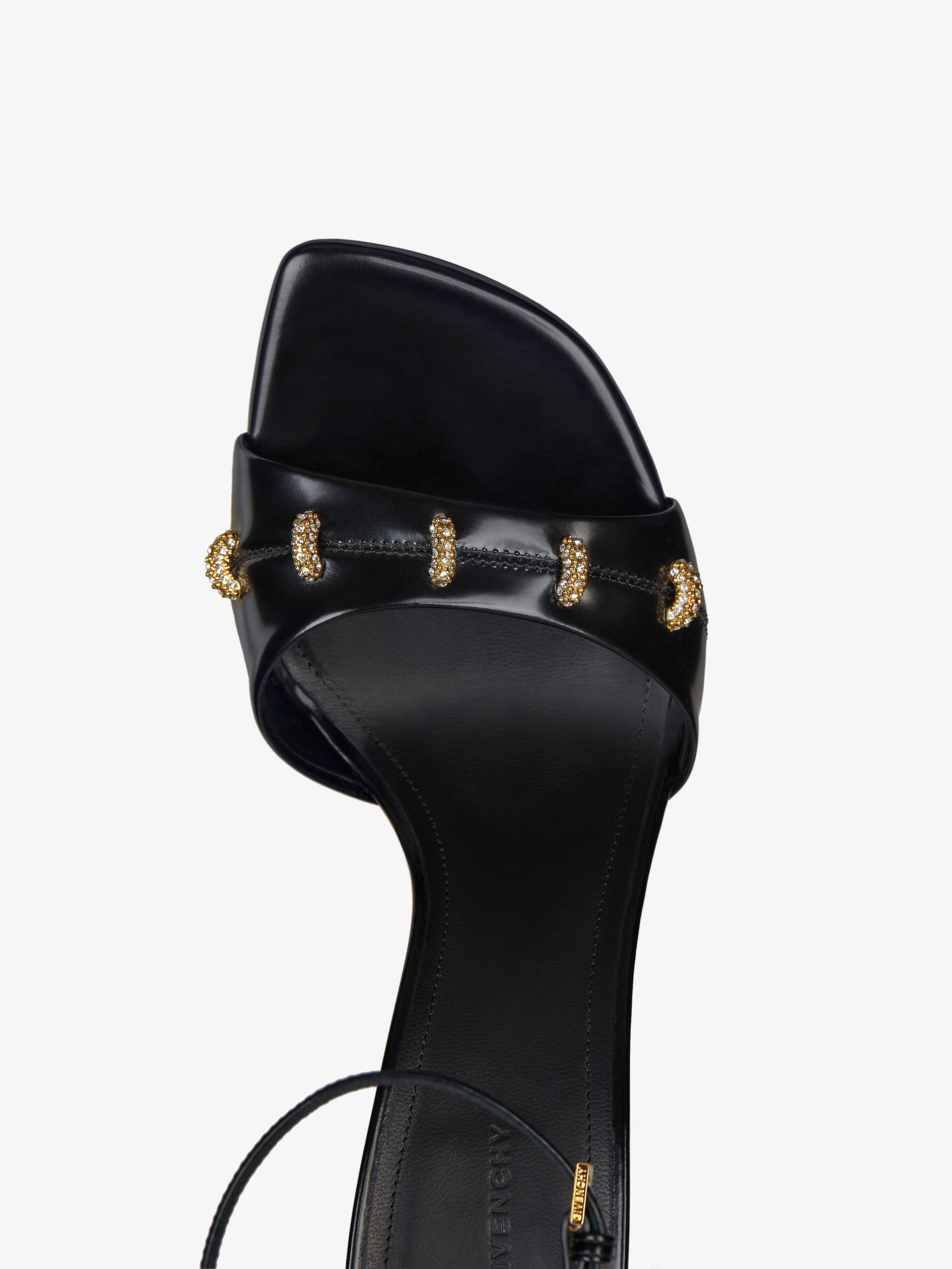 STITCH SANDALS IN LEATHER WITH CRYSTALS DETAILS - 6