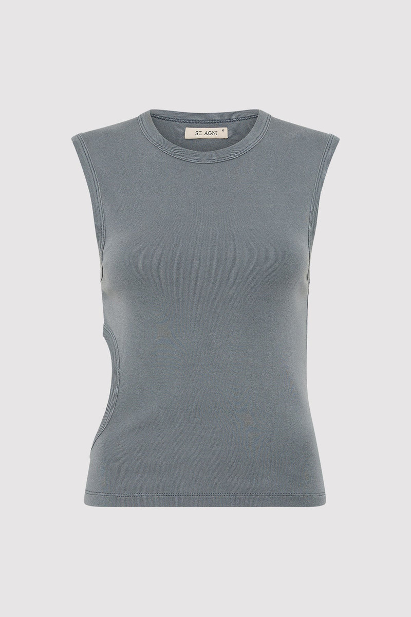 Organic Cotton Cut Out Tank - Diesel Grey 6