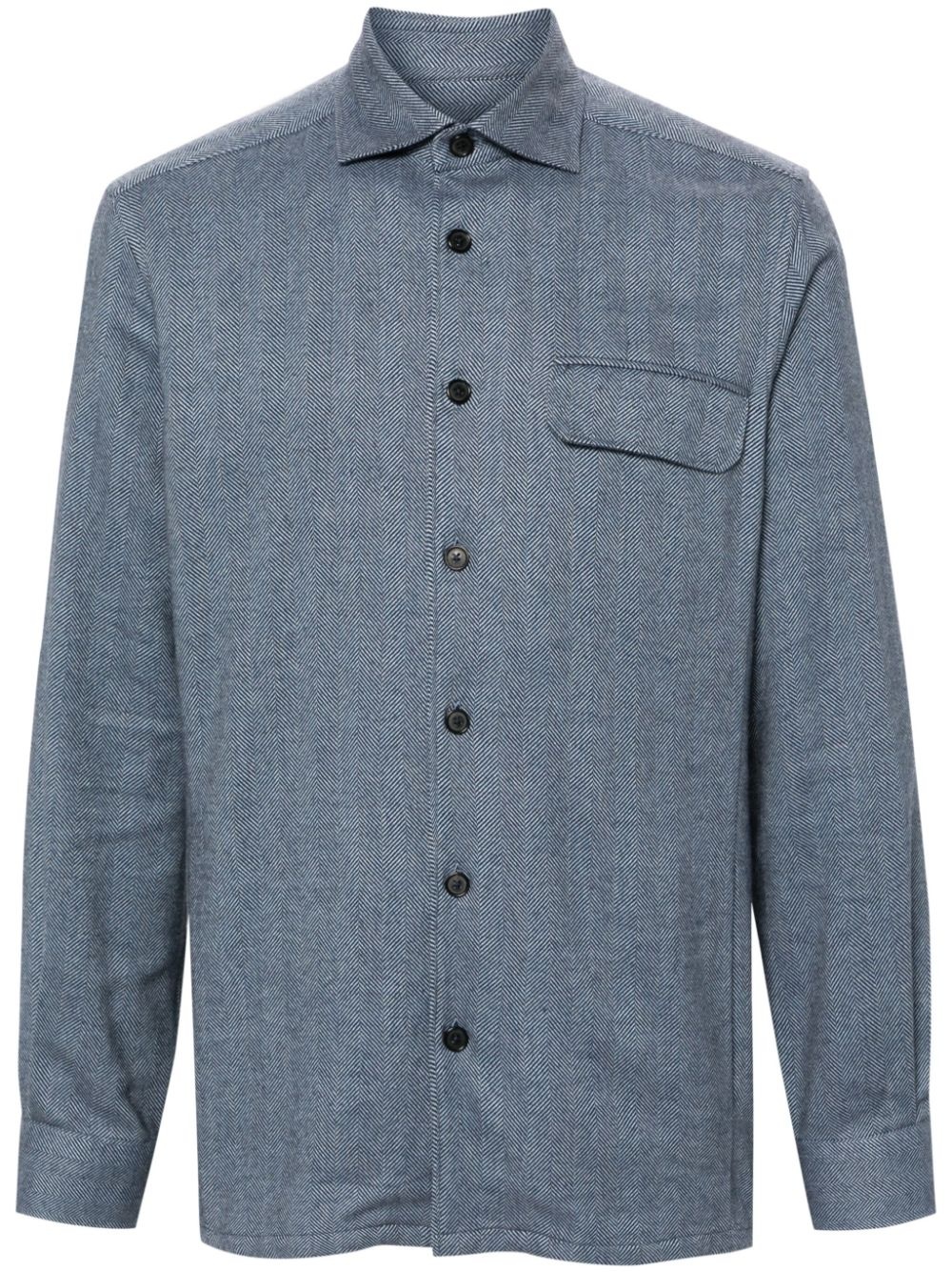classic-collar cotton overshirt - 1