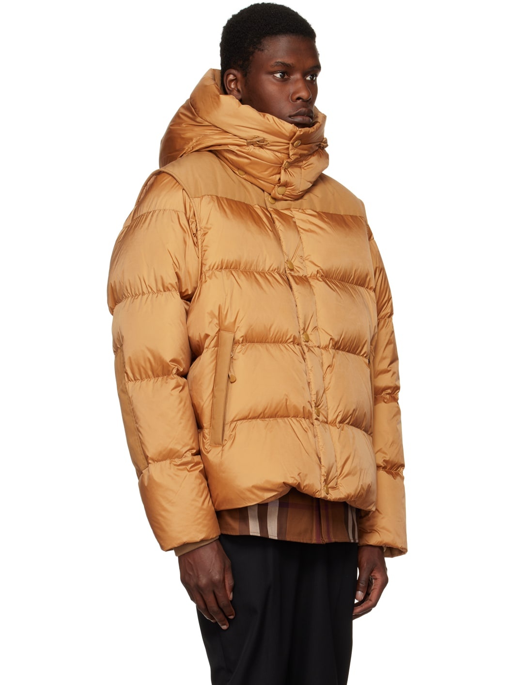 Tan Quilted Down Jacket - 2