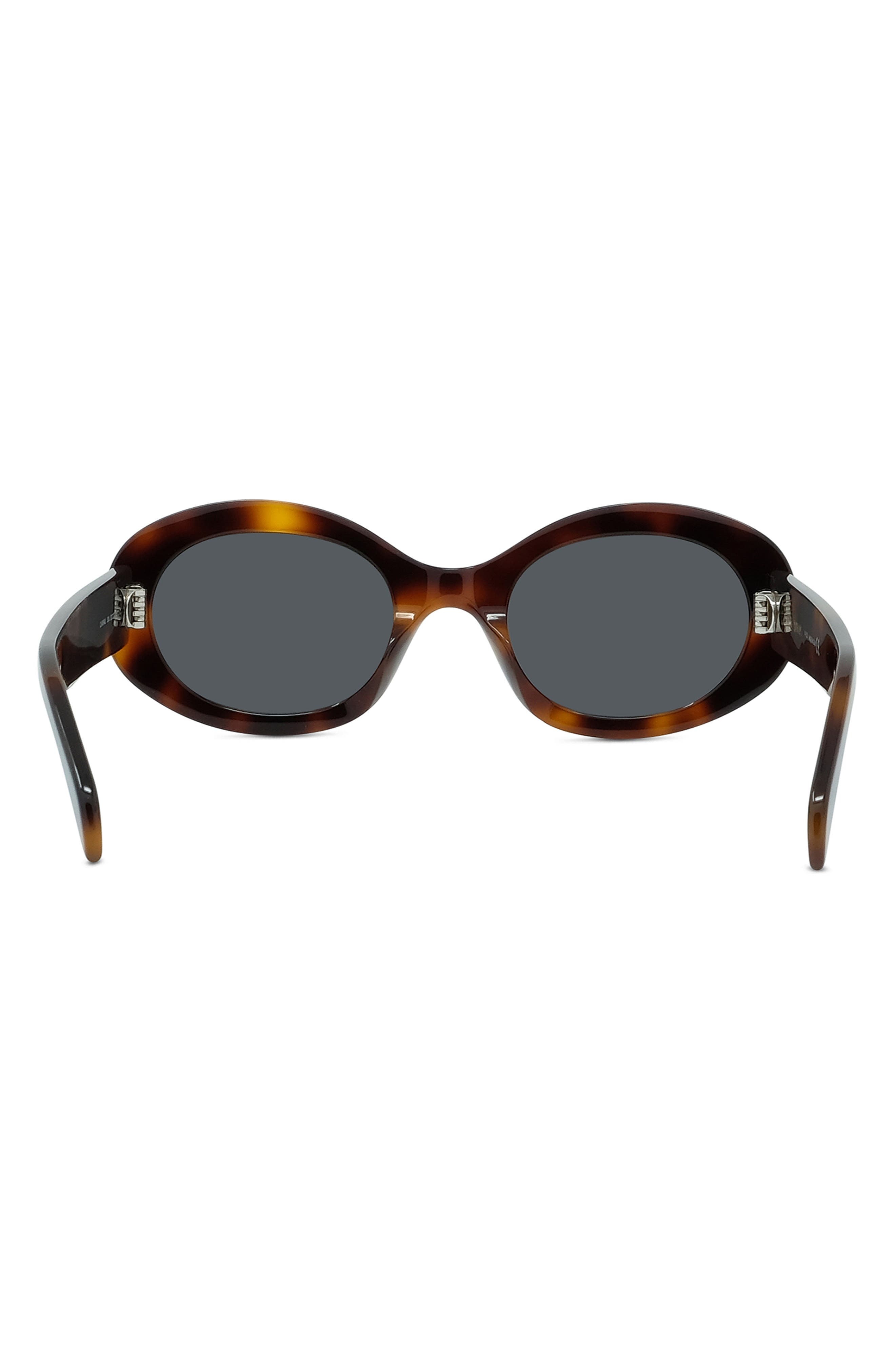 CELINE Triomphe 52mm Oval Sunglasses in Shiny Classic Havana/Smoke at Nordstrom - 5