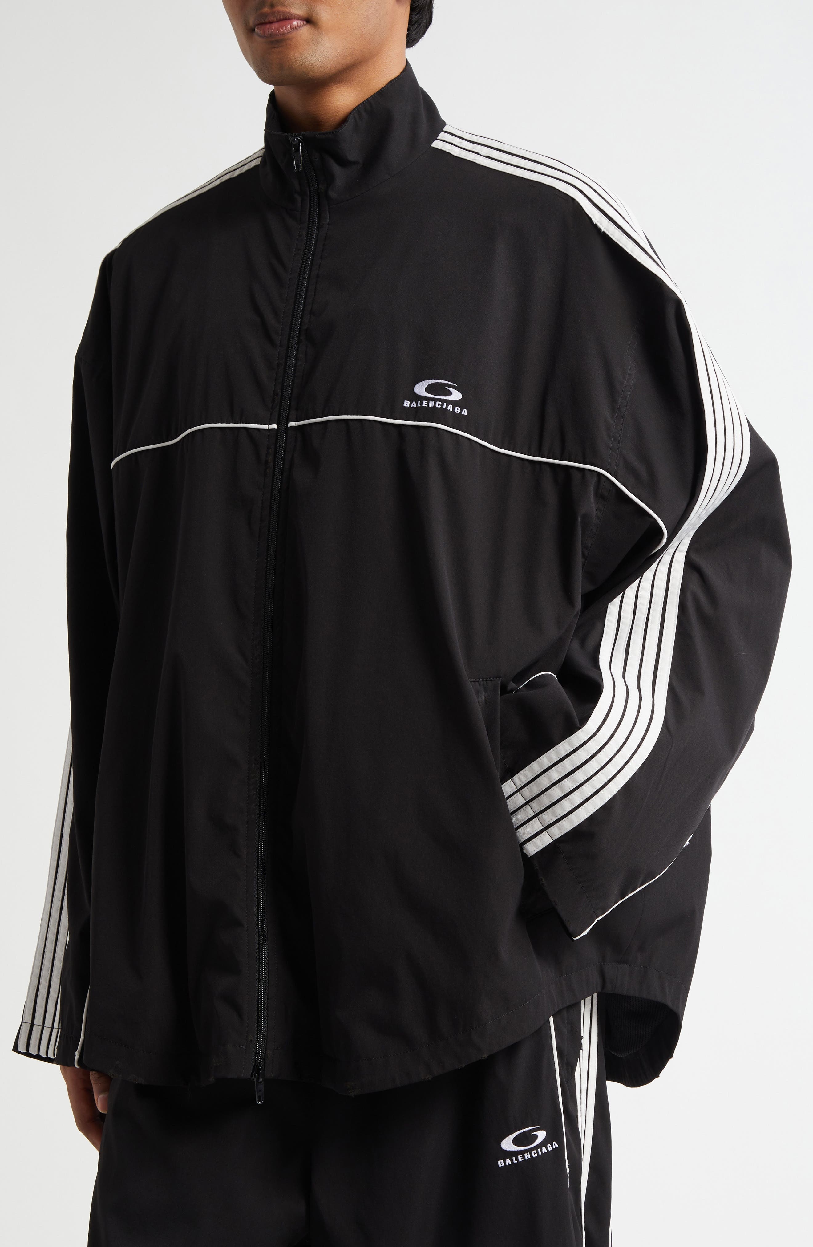 Balenciaga Tracksuit Jacket in 1000 Black at Nordstrom - 5