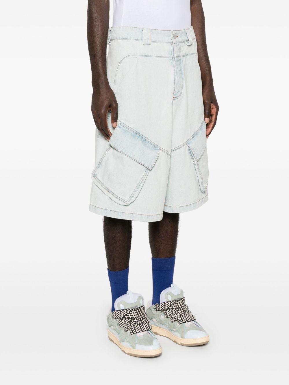 denim cargo shorts - 3