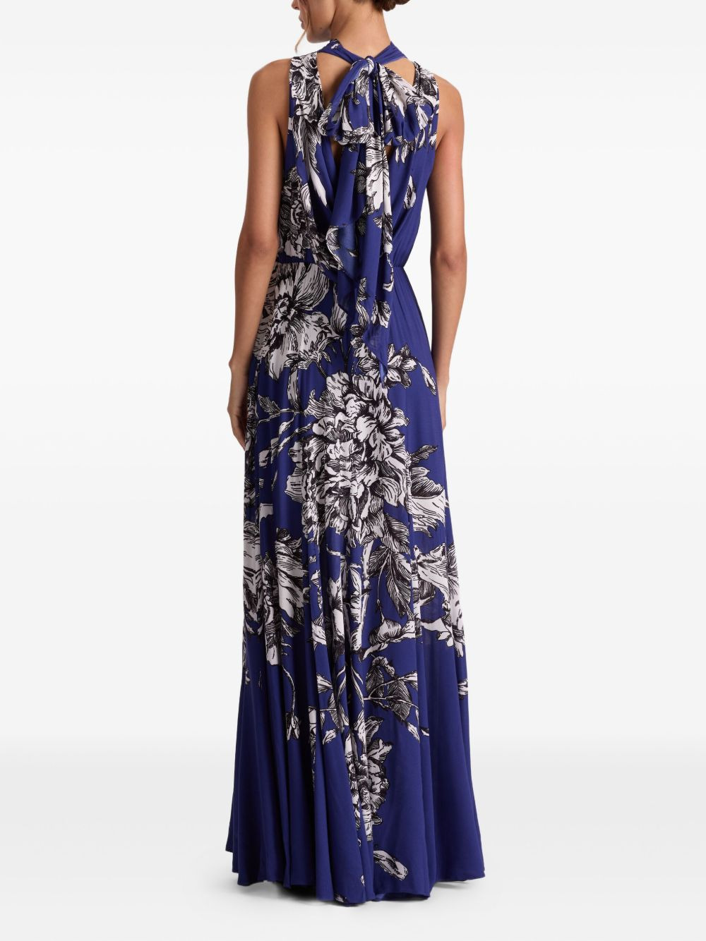 cowl-neck floral maxi day dress - 4