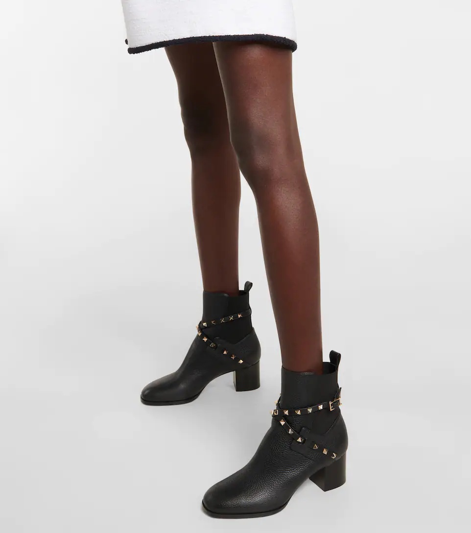Rockstud leather ankle boots - 4