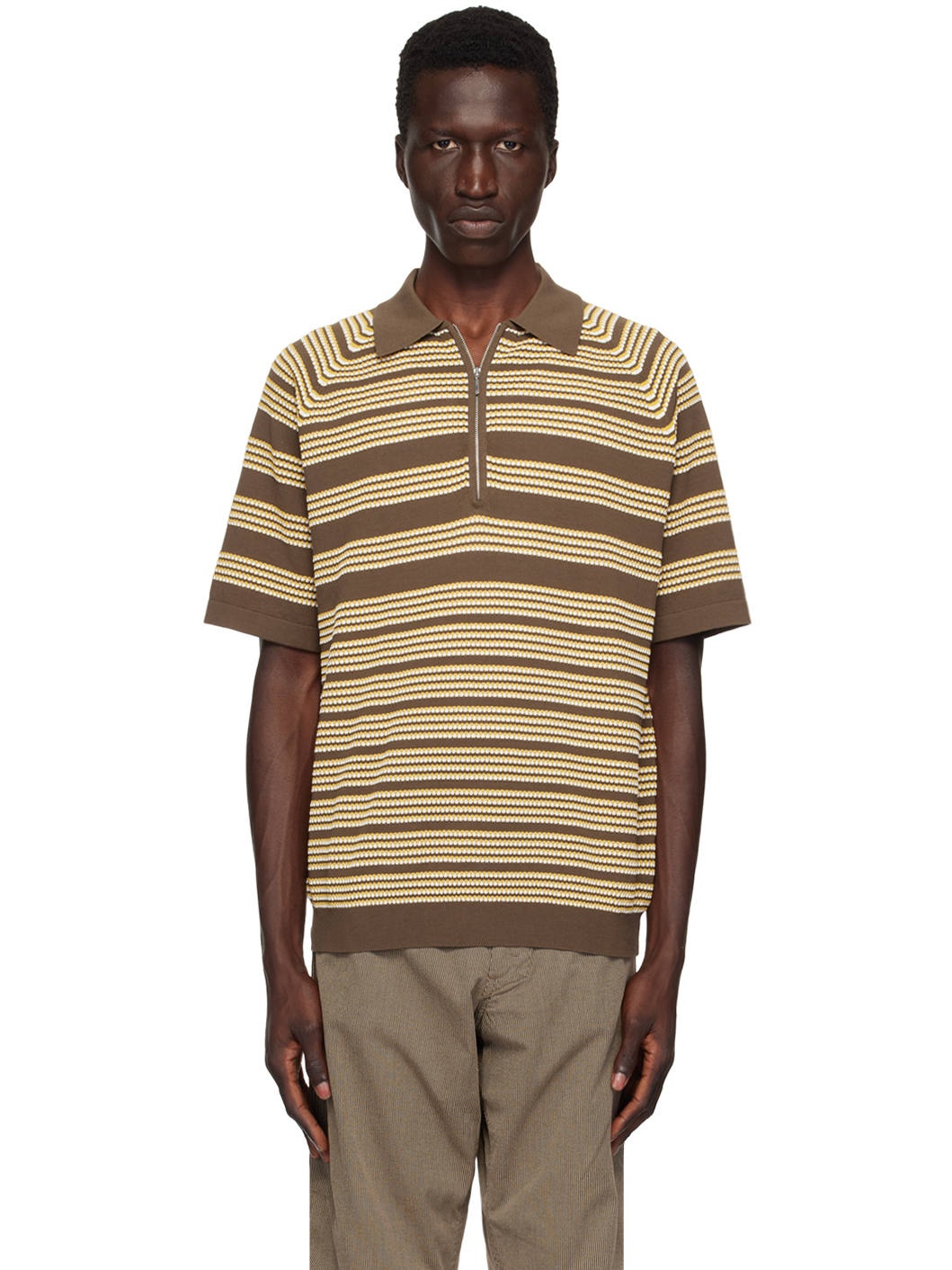 Brown Jacquard Polo - 1