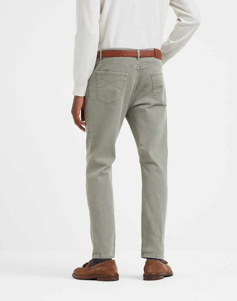 Brunello Cucinelli Garment-dyed comfort denim leisure fit five-pocket trousers outlook