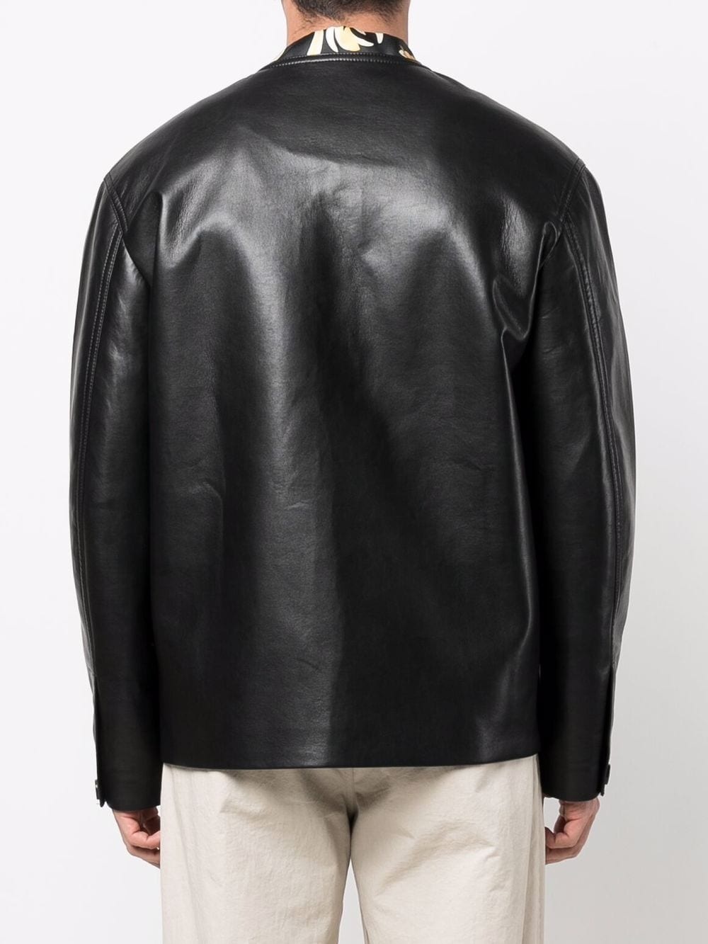 button-up faux leather jacket - 4