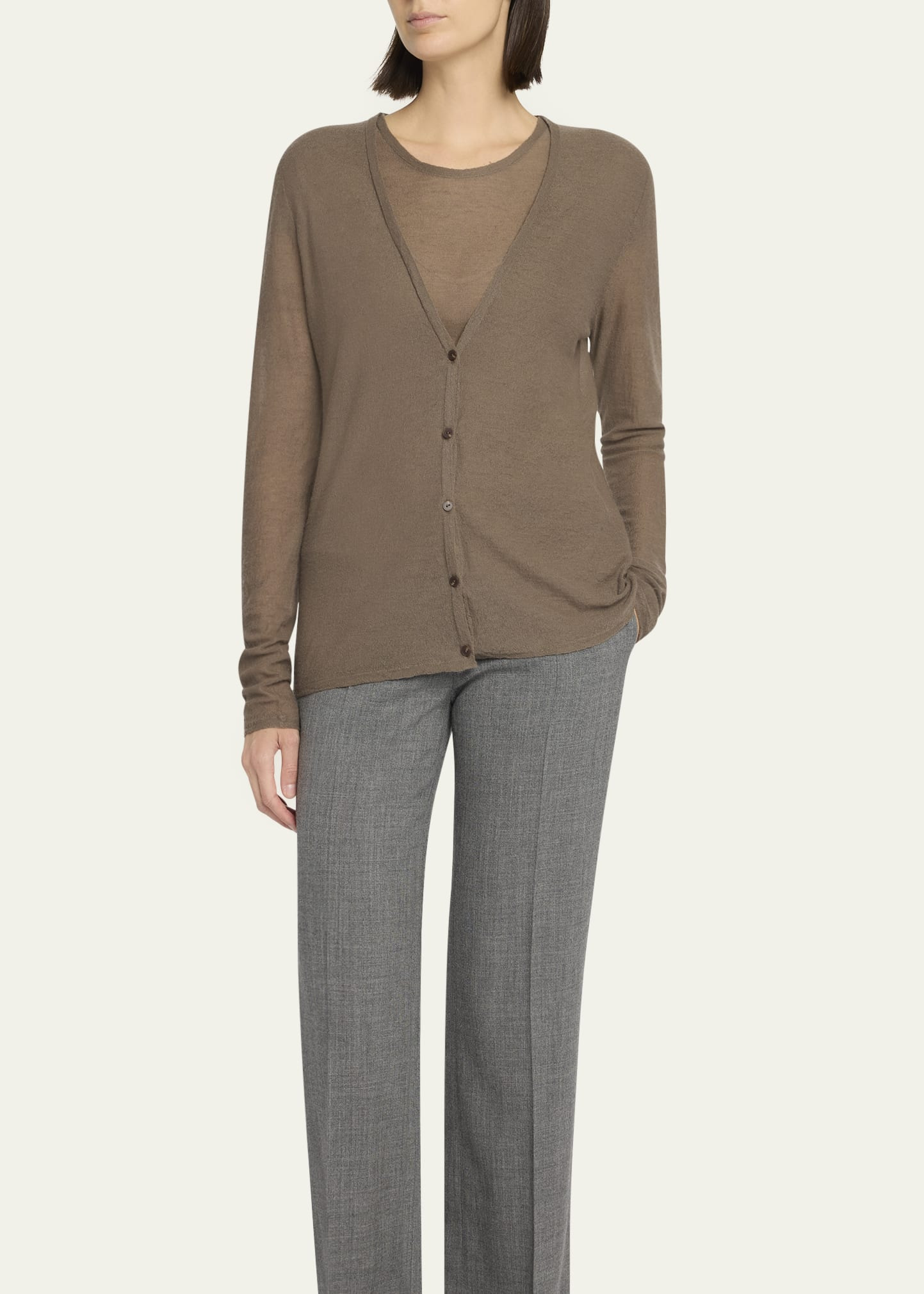 Kasem V-Neck Fine Cashmere Cardigan - 4