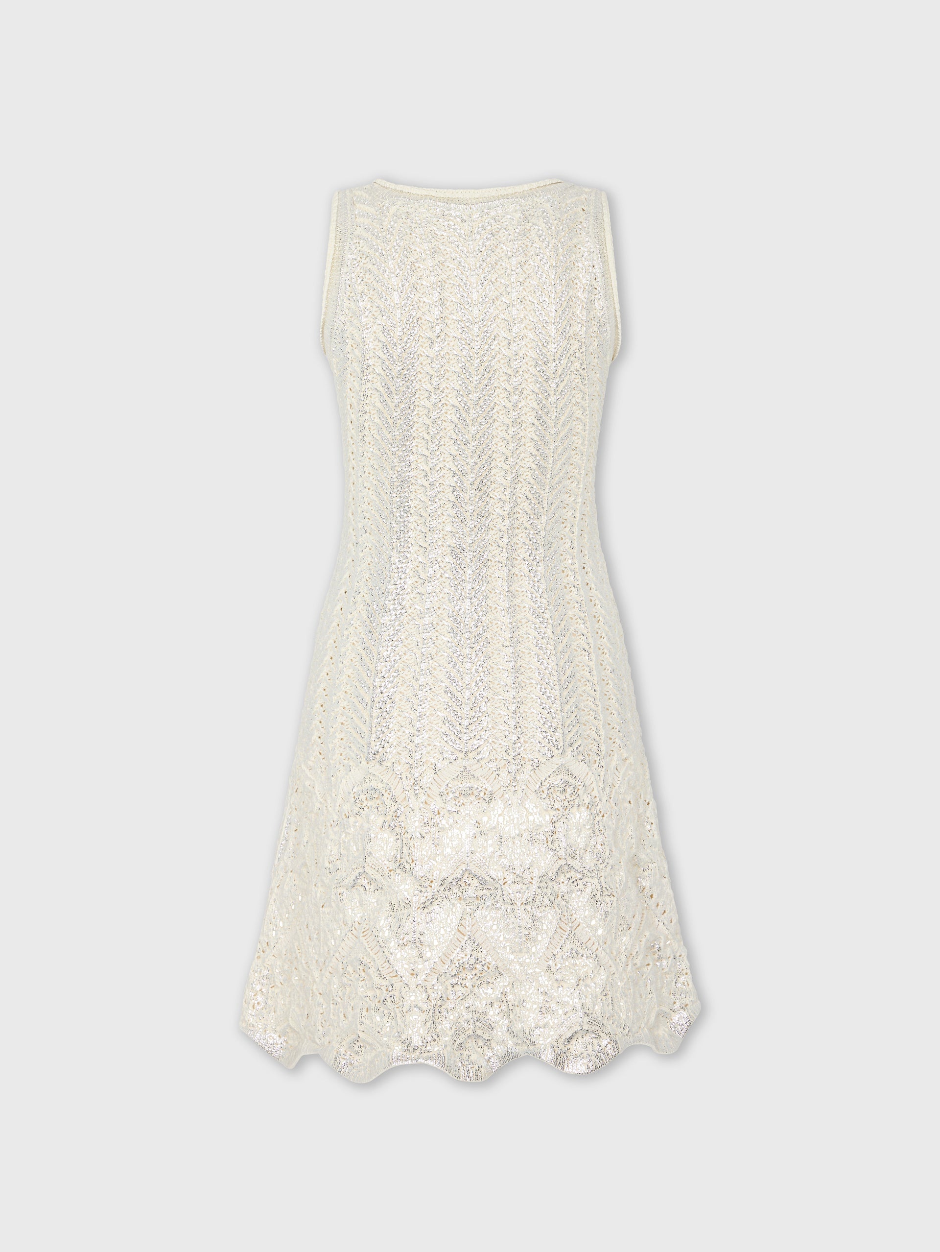 ECRU SHORT DRESS IN COTTON KNIT WITH SILVER INDUCTION - 6