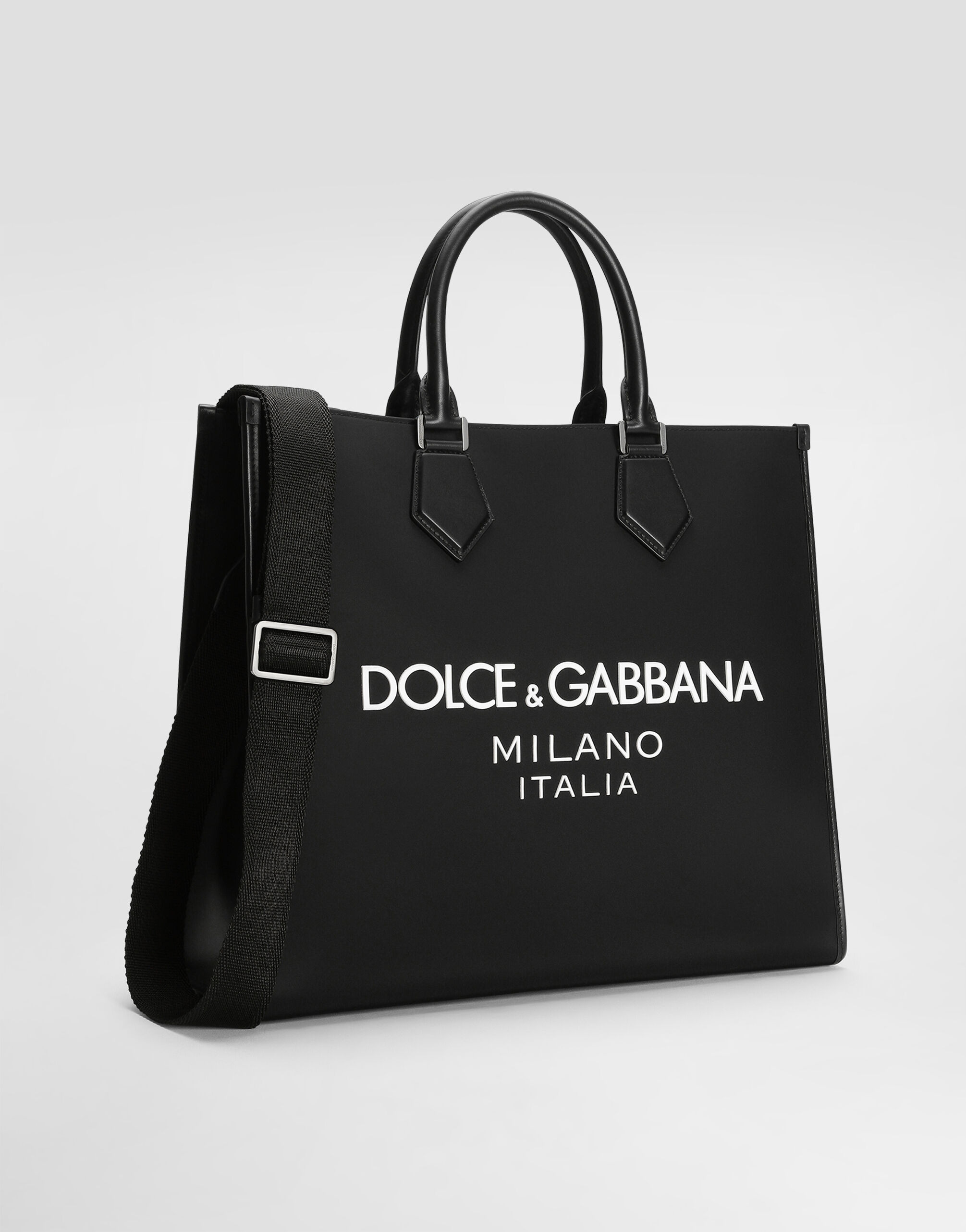 Large nylon shopper with rubberized logo - 3